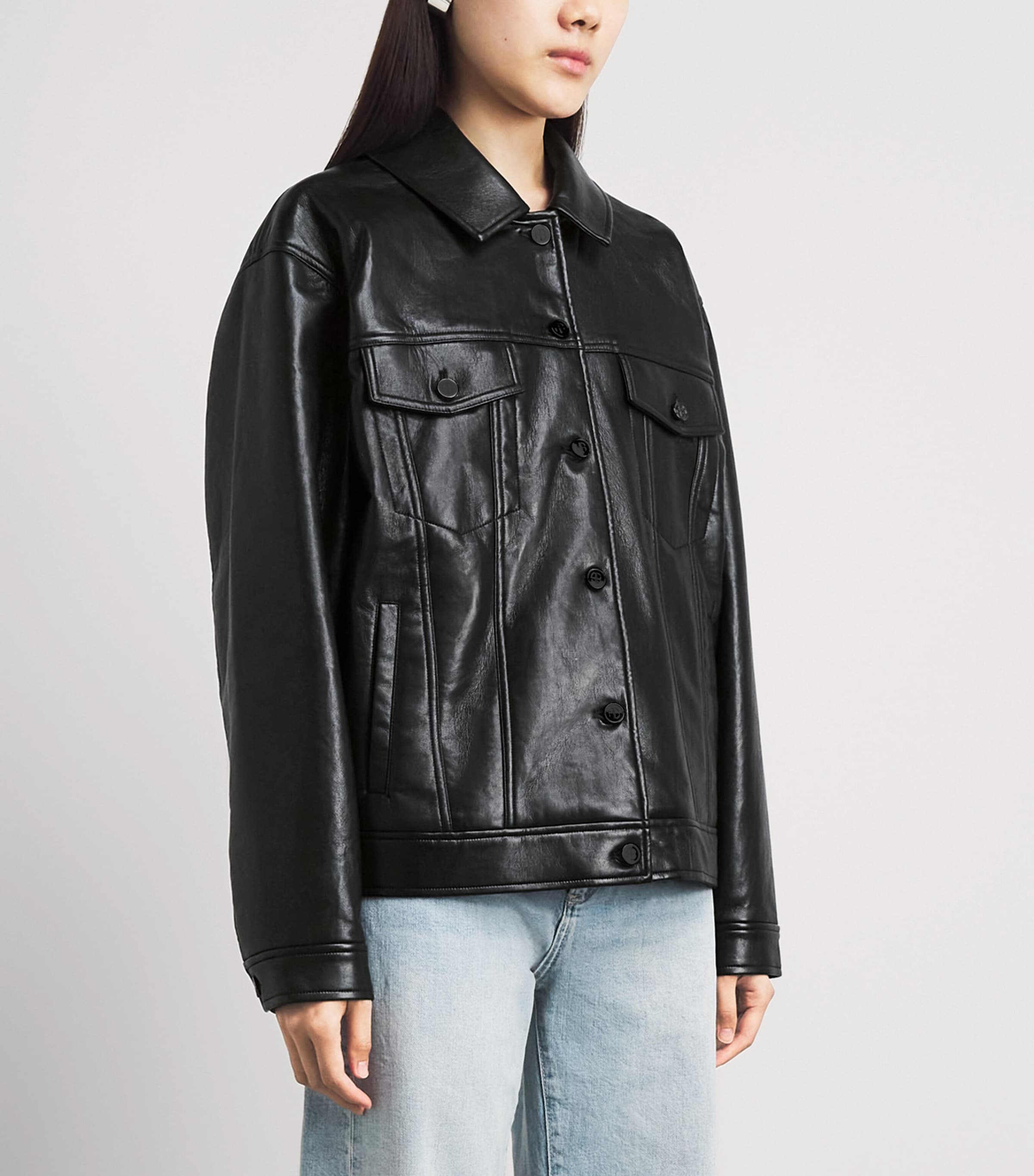 ANINE BING Womens Oversized Rory Jacket Black Image 4