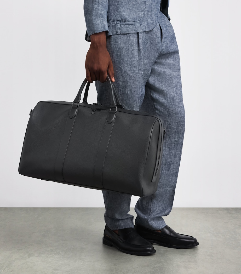 Harrods Leather Holdall Black Image 5
