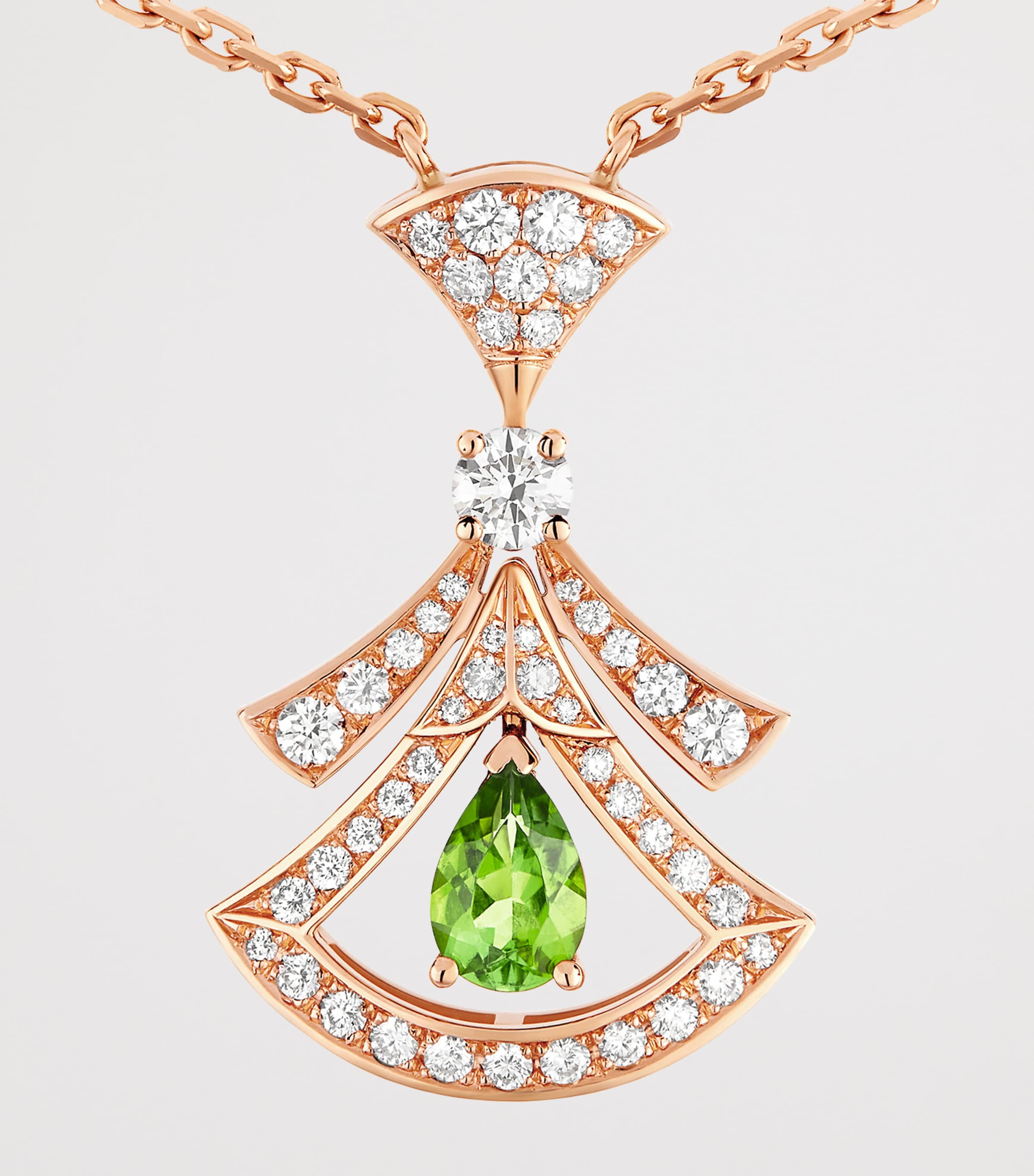 Rose Gold, Diamond and Green Tourmaline Divas' Dream Necklace PINK GOLD Image 2