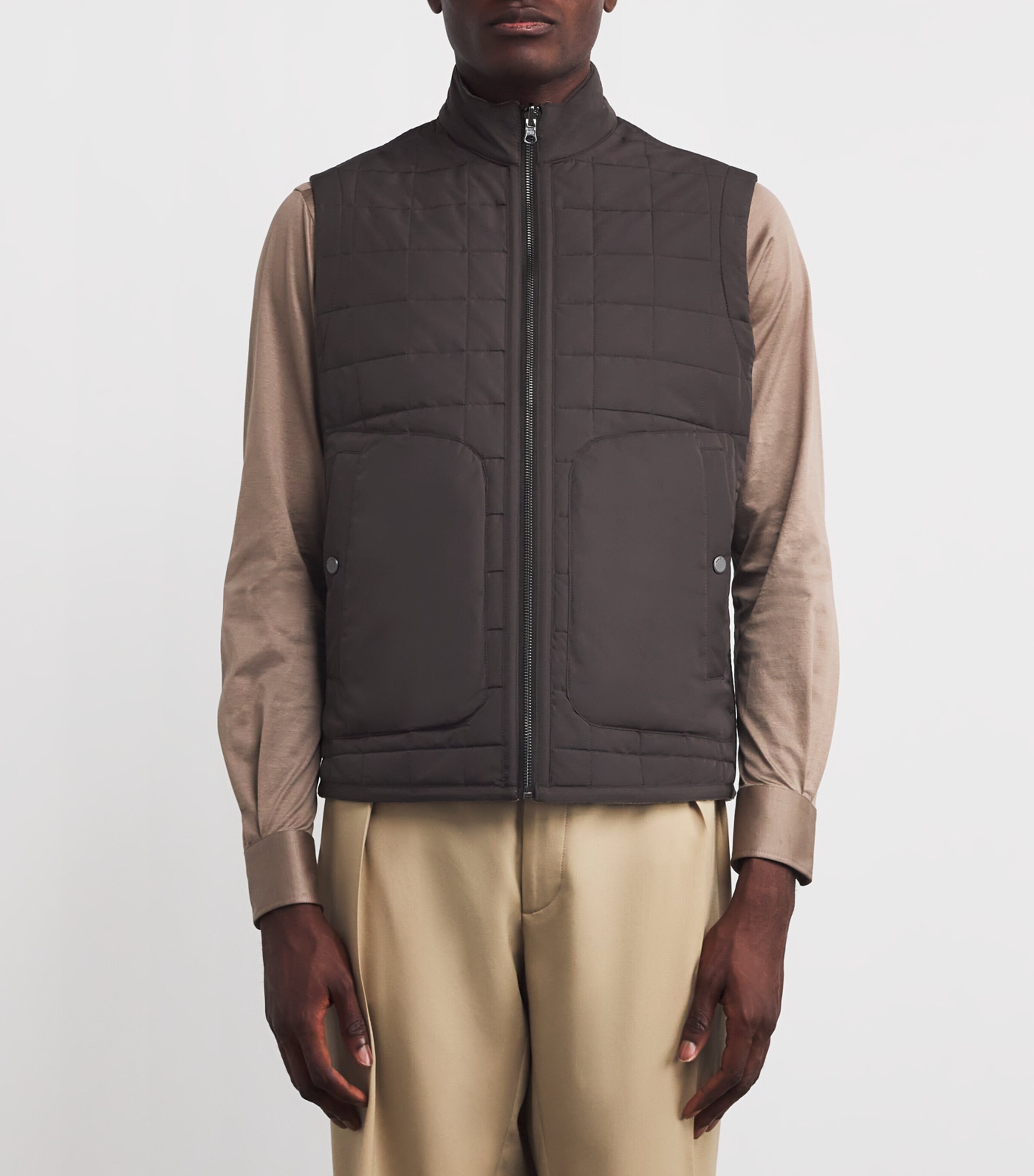Pal Zileri Mens Quilted Reversible Gilet Brown Image 6