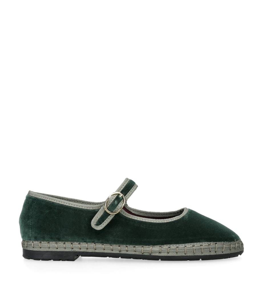 Flabelus Velvet Jay Mary Janes Teal Image 1