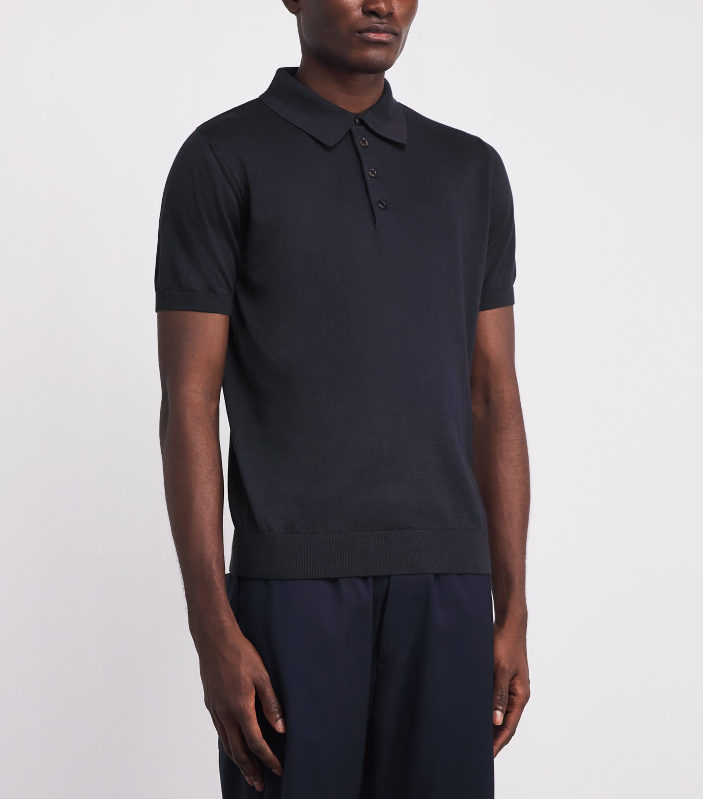 Silk-Cotton Polo Shirt 01 BLUE NAVY Image 3