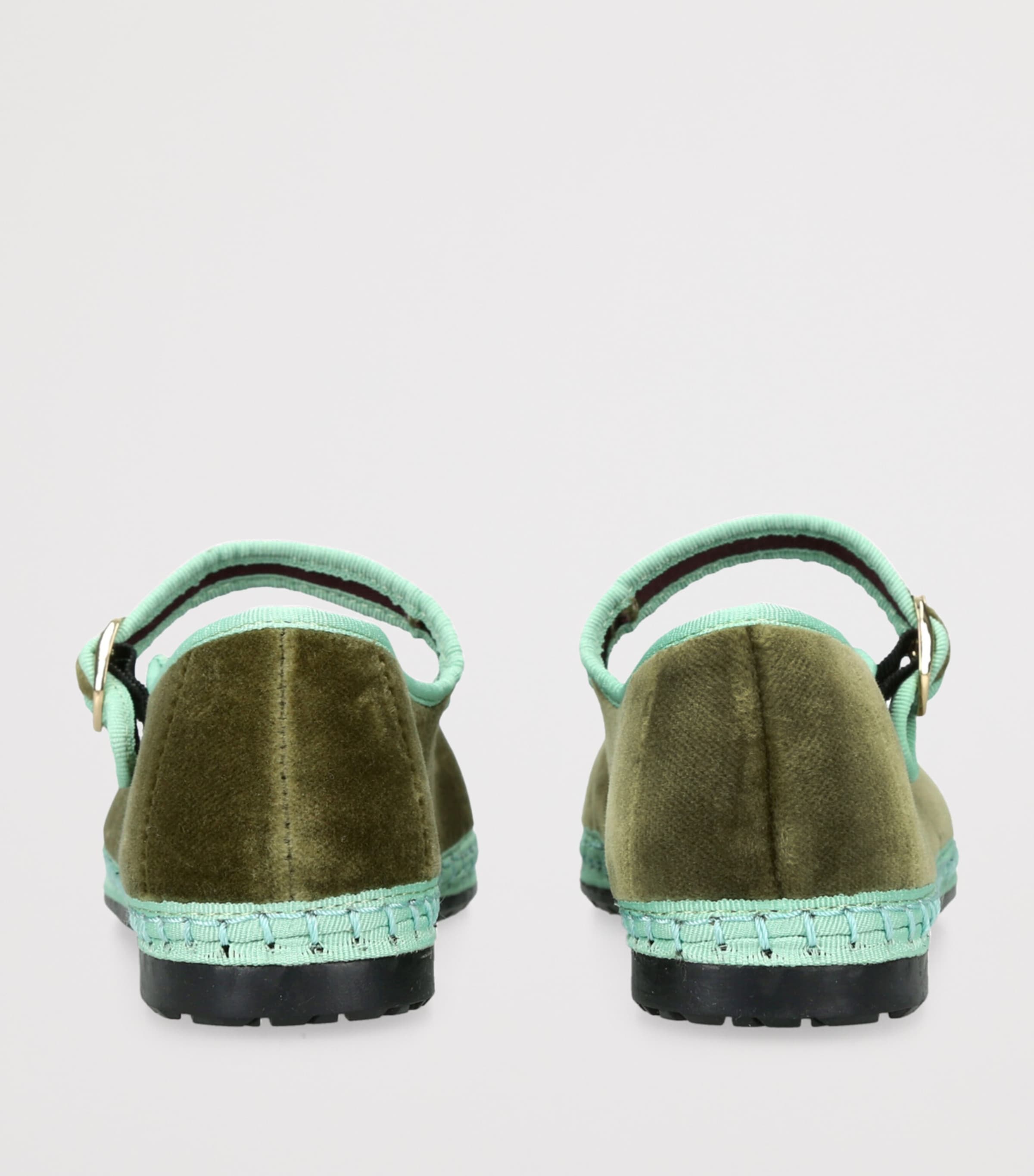 Flabelus Velvet Vera Mary Janes Dark Green Image 2