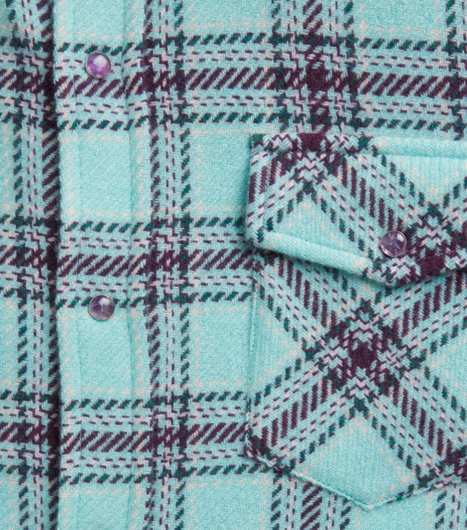 GOD'S TRUE CASHMERE Mens Cashmere Tartan Lagoon Shirt Amethyst Image 6
