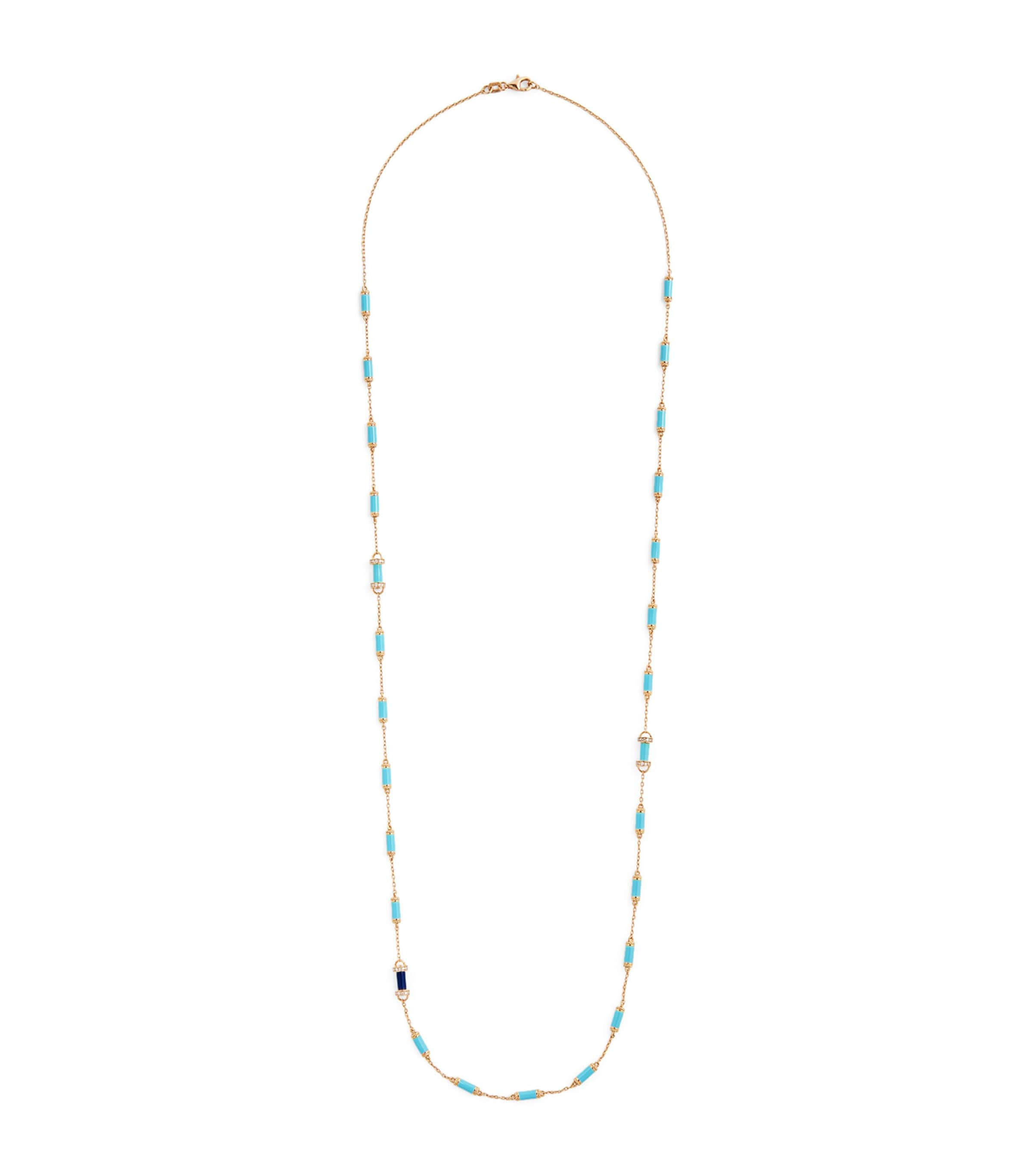 Shop L'atelier Nawbar Rose Gold, Diamond And Turquoise Amulets Of Light Necklace