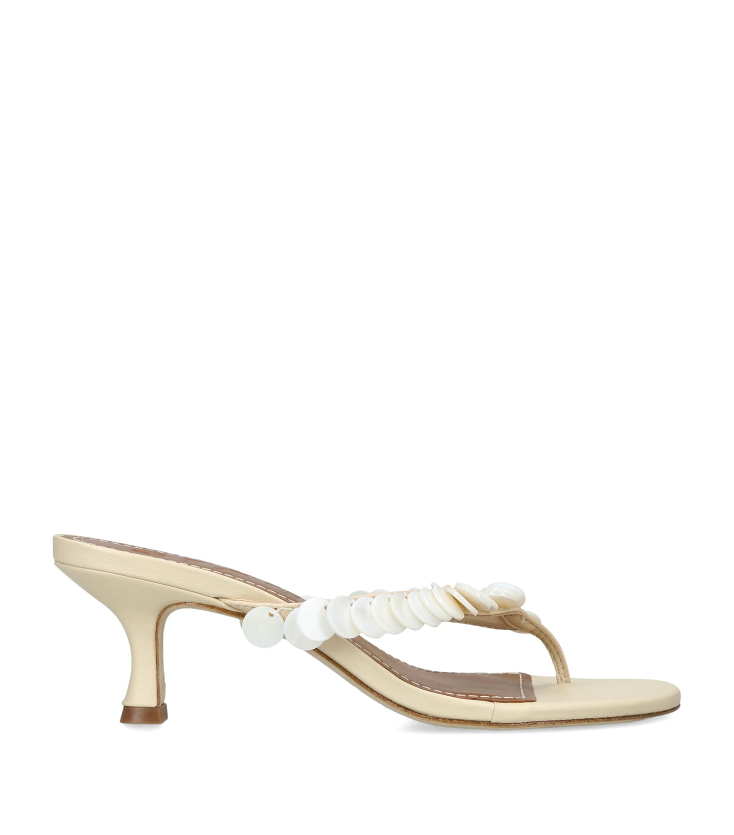 STAUD Leather Freja Heeled Mules 60 Cream Image 1