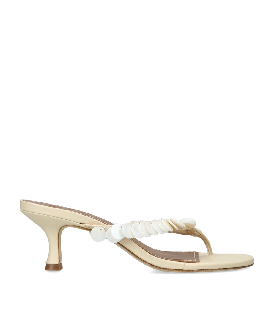 STAUD Leather Freja Heeled Mules 60 Cream Image 1