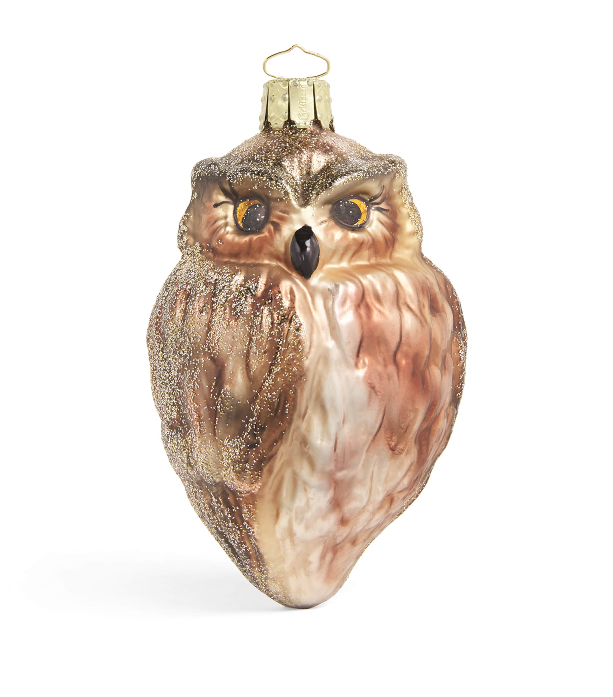 Harrods Glass Owl Tree Decoration In Brown