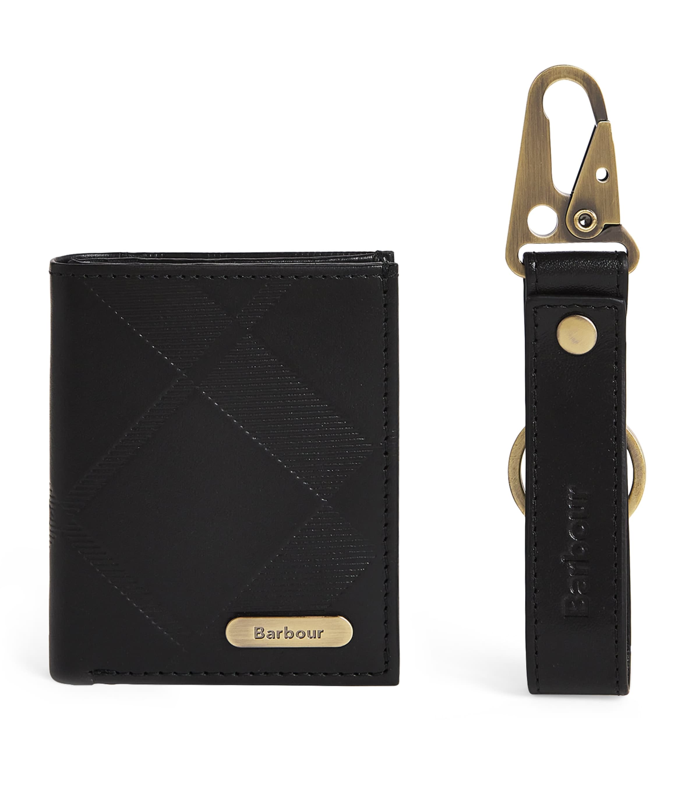 Barbour Leather Brunton Wallet And Cardholder Gift Set In Black