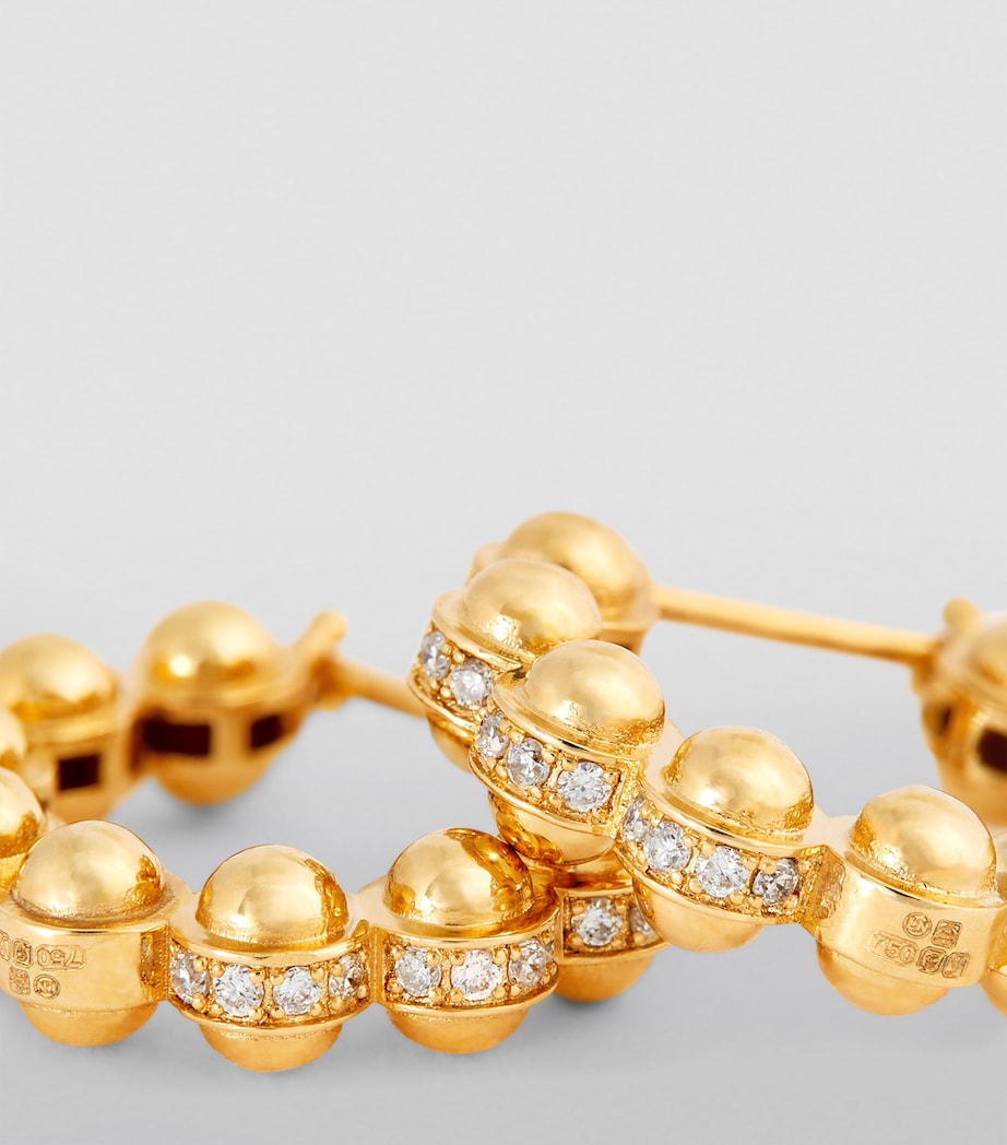 Small Yellow Gold and Diamond Atoms Hoop Earrings YELLOW GOLD Image 6