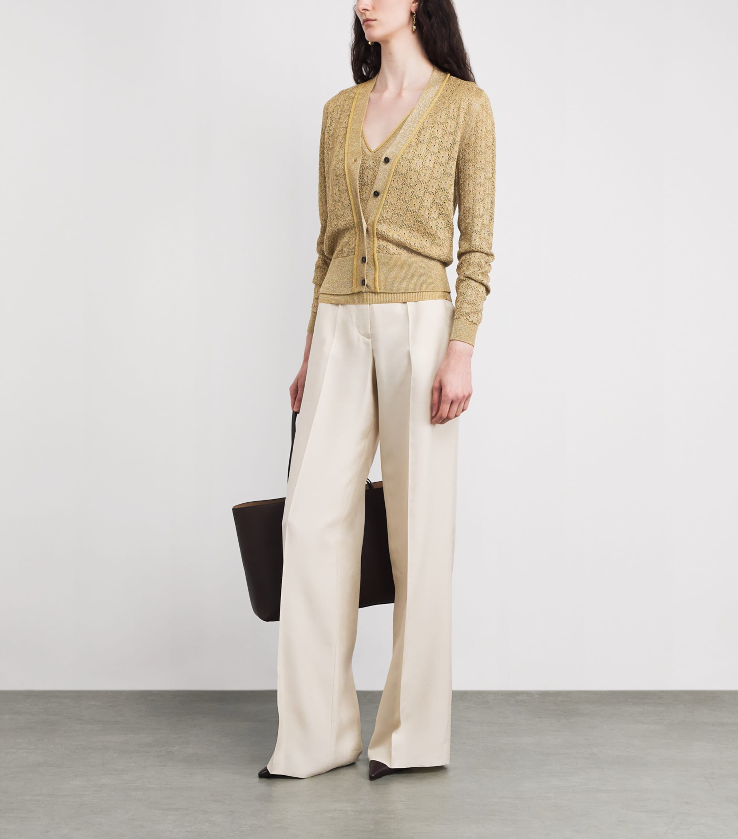 Woven Lurex Cardigan GLD111 GOLD Image 2