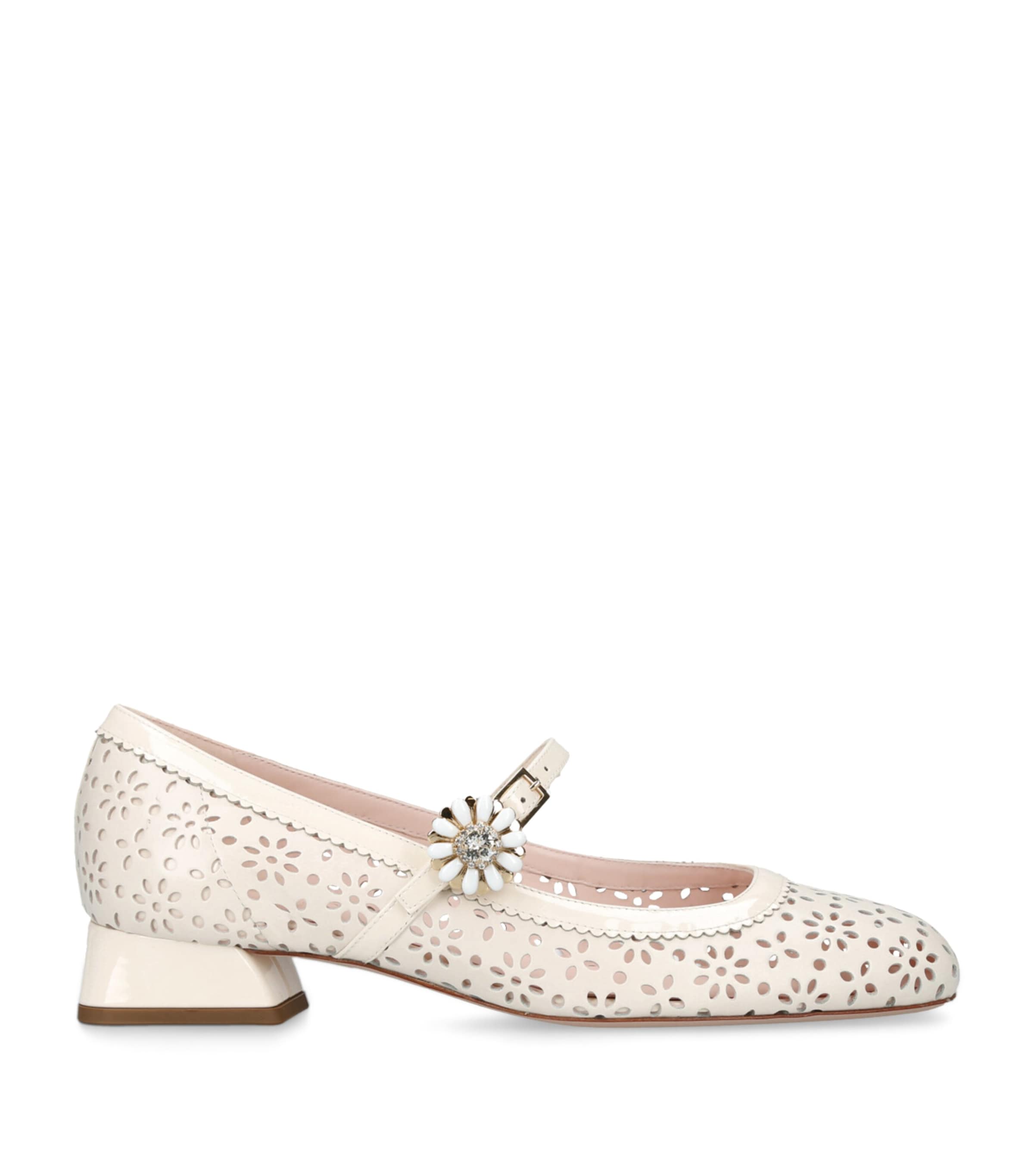 Roger Vivier Leather Très Viv Mary Jane Pumps 25 In White