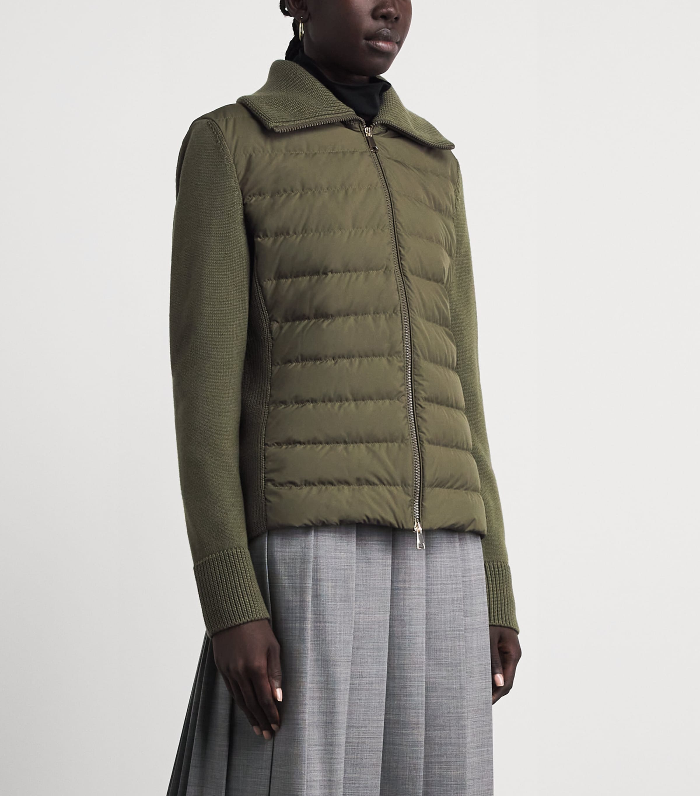 Moncler Womens Virgin Wool Padded Quilted Cardigan Image 4