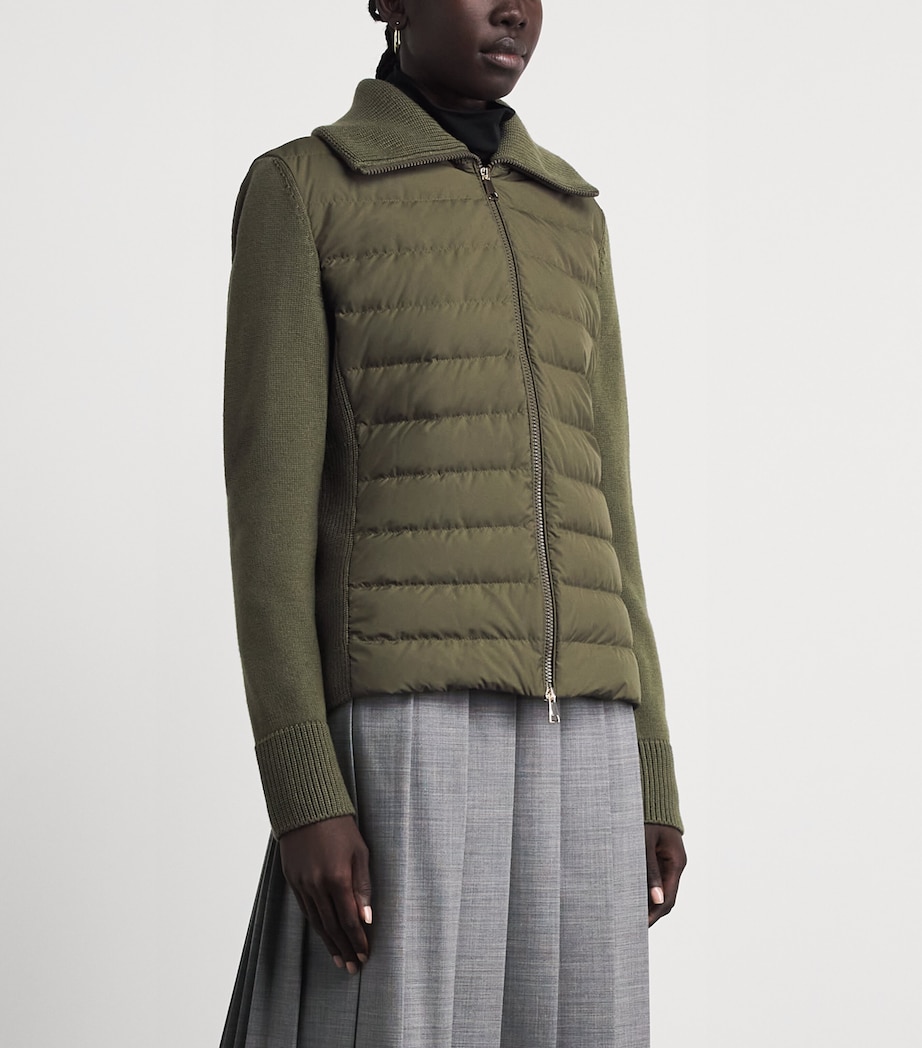 Moncler Womens Virgin Wool Padded Quilted Cardigan Image 4