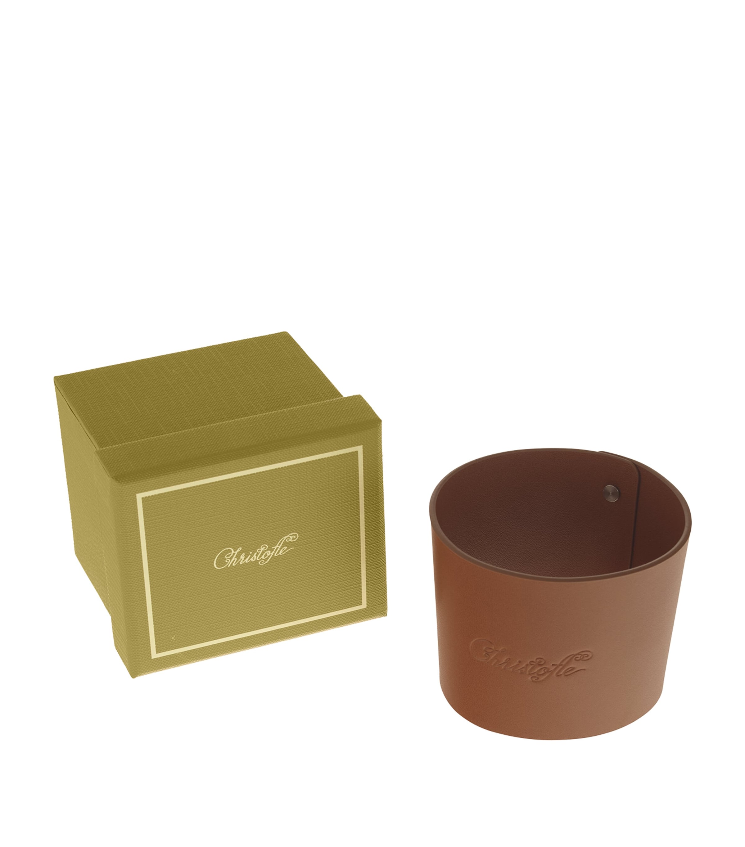 Christofle Leather Objets Miroir Coffee Cup Ring Brown Image 2