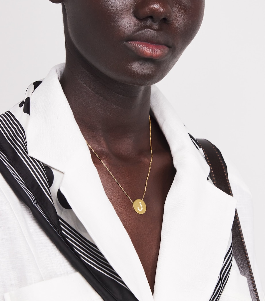 Yellow Gold and Diamond Alphabet J Necklace YELLOW GOLD Image 2