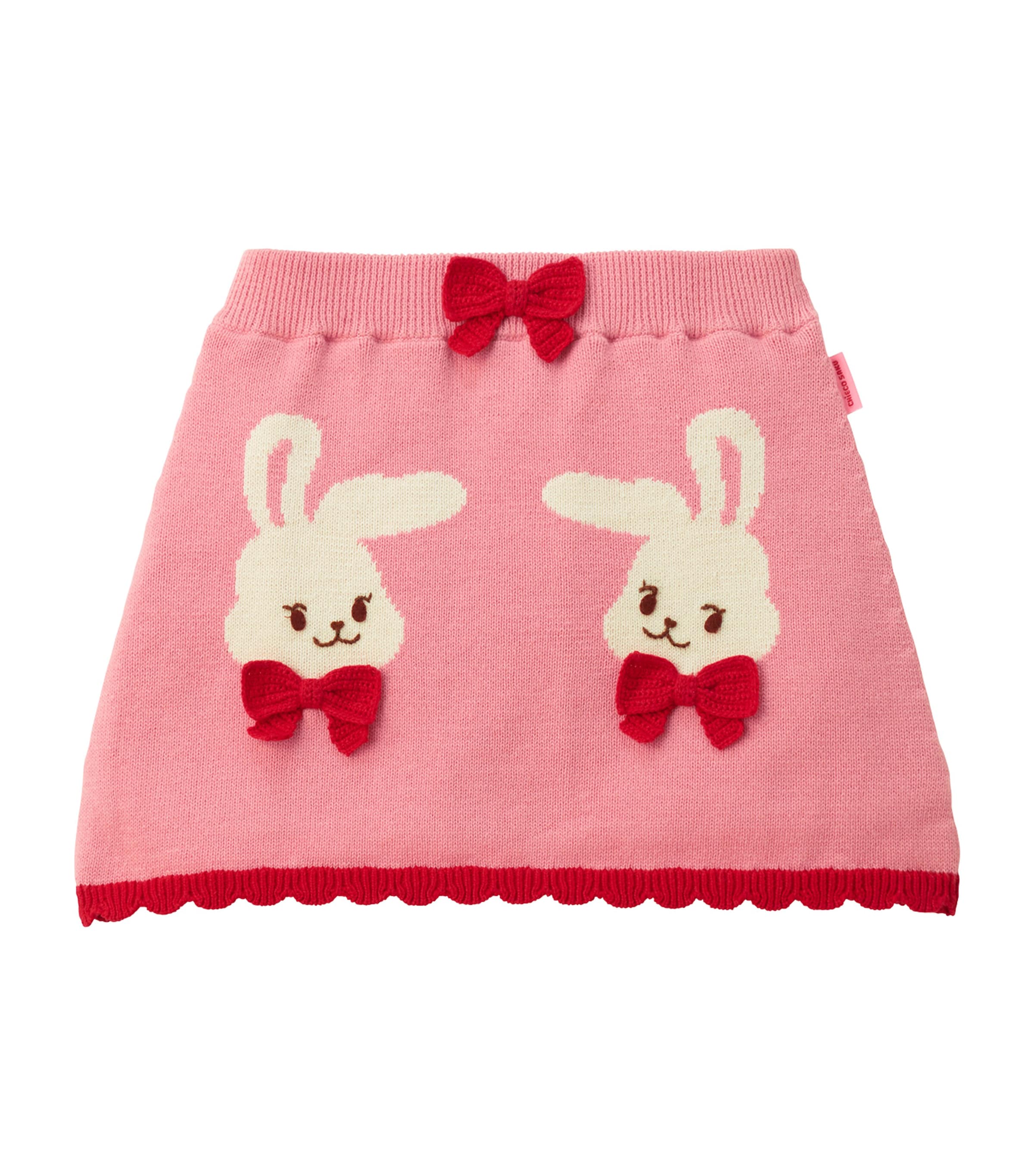 Miki House Kids' Cotton Knitted Bunny Skirt In Pink