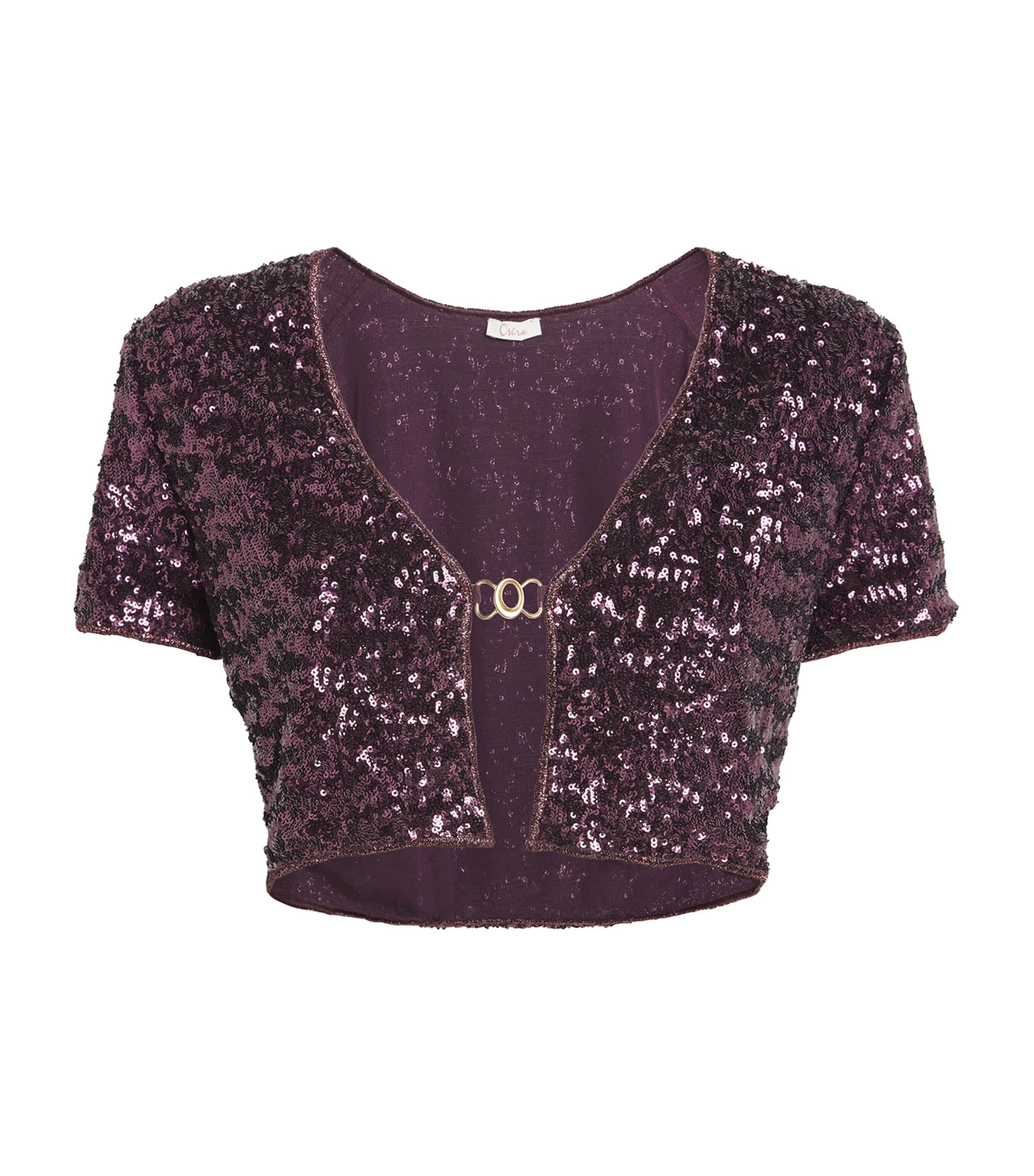 Oseree Embellished O-clasp Crop Top In Purple