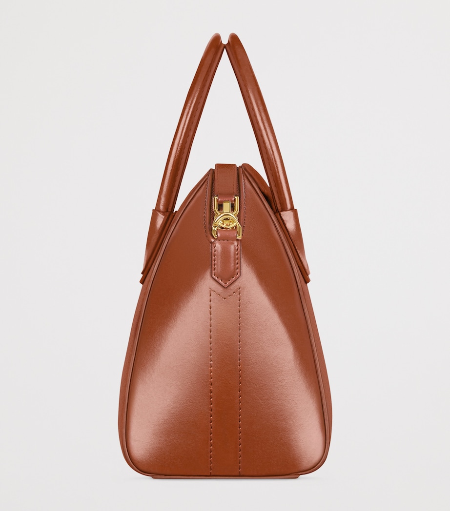 Small Leather Antigona Top-Handle Bag CARAMEL BROWN Image 2