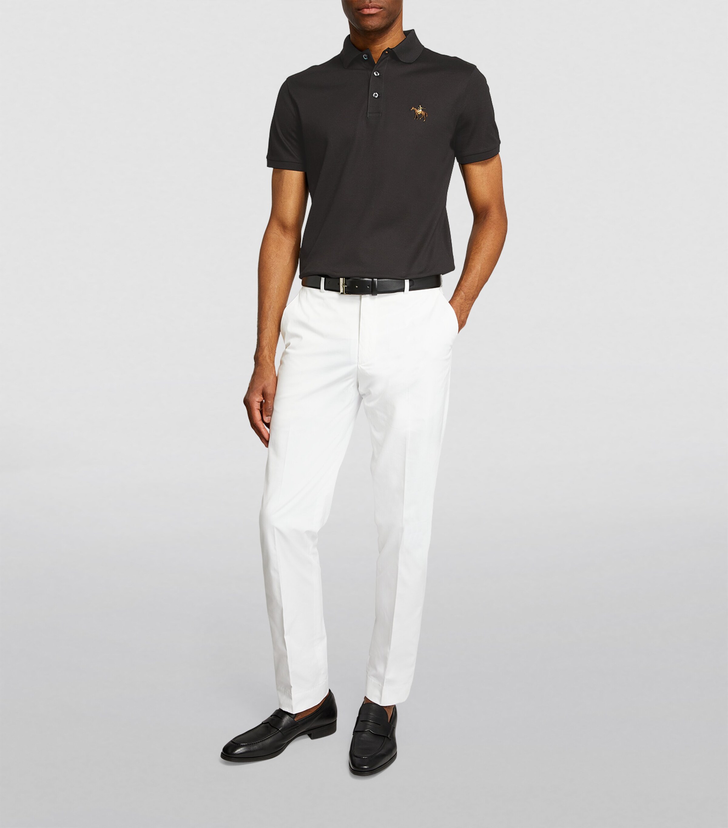 Cotton Standing Horse Polo Shirt BLACK Image 2