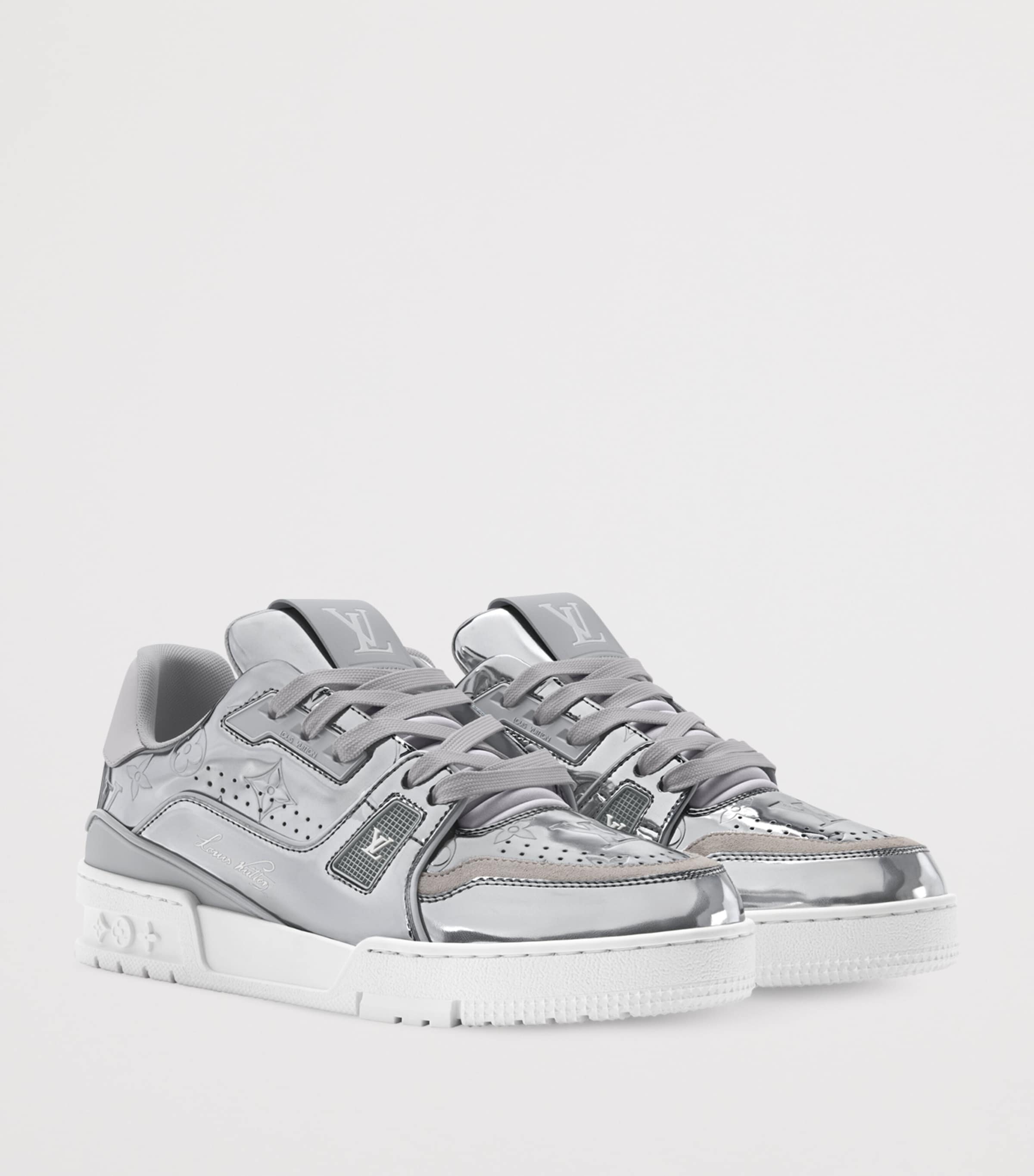 Leather Metallic LV Sneakers SILVER Image 2