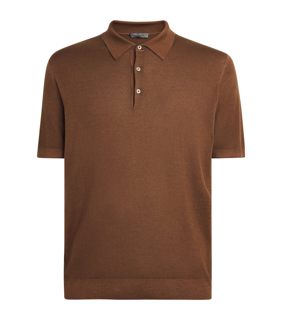 Corneliani Mens Cashmere-Silk Polo Shirt Burned Land Image 1