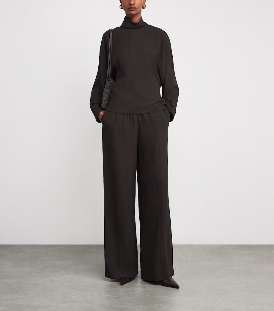 Crepe Dee Wide-Leg Trousers COCOA Image 2