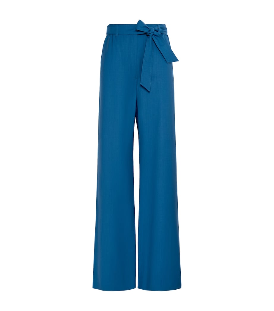Max Mara Womens Virgin Wool Wide-Leg Trousers Navy Image 1