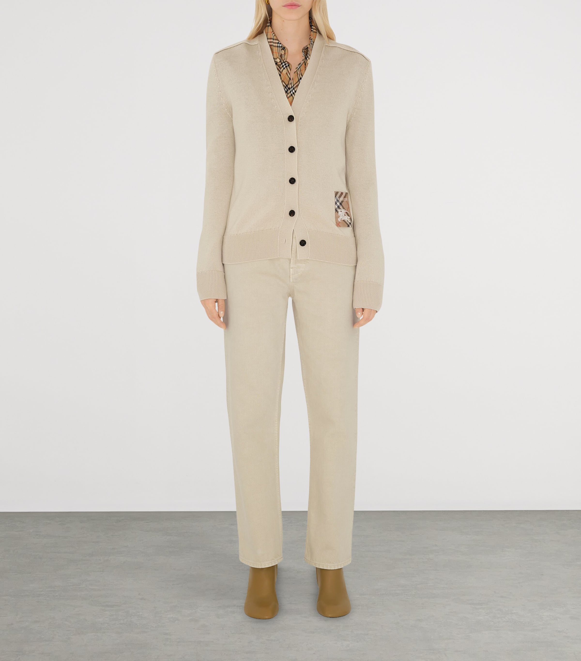 Wool Logo-Label Cardigan NUTMEG Image 2