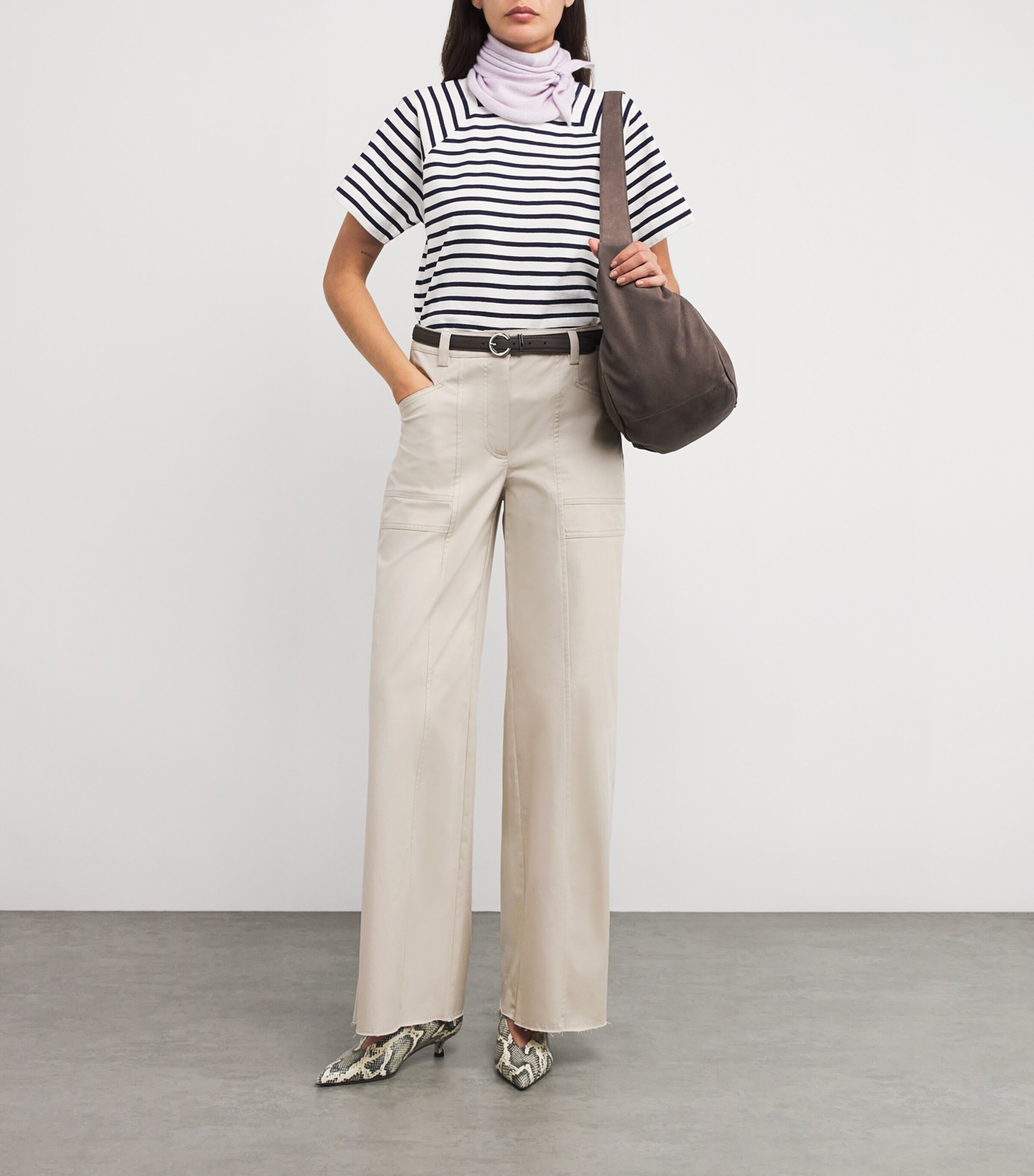 MAX&Co. Cotton Gabardine Cargo Trousers Cream Image 2