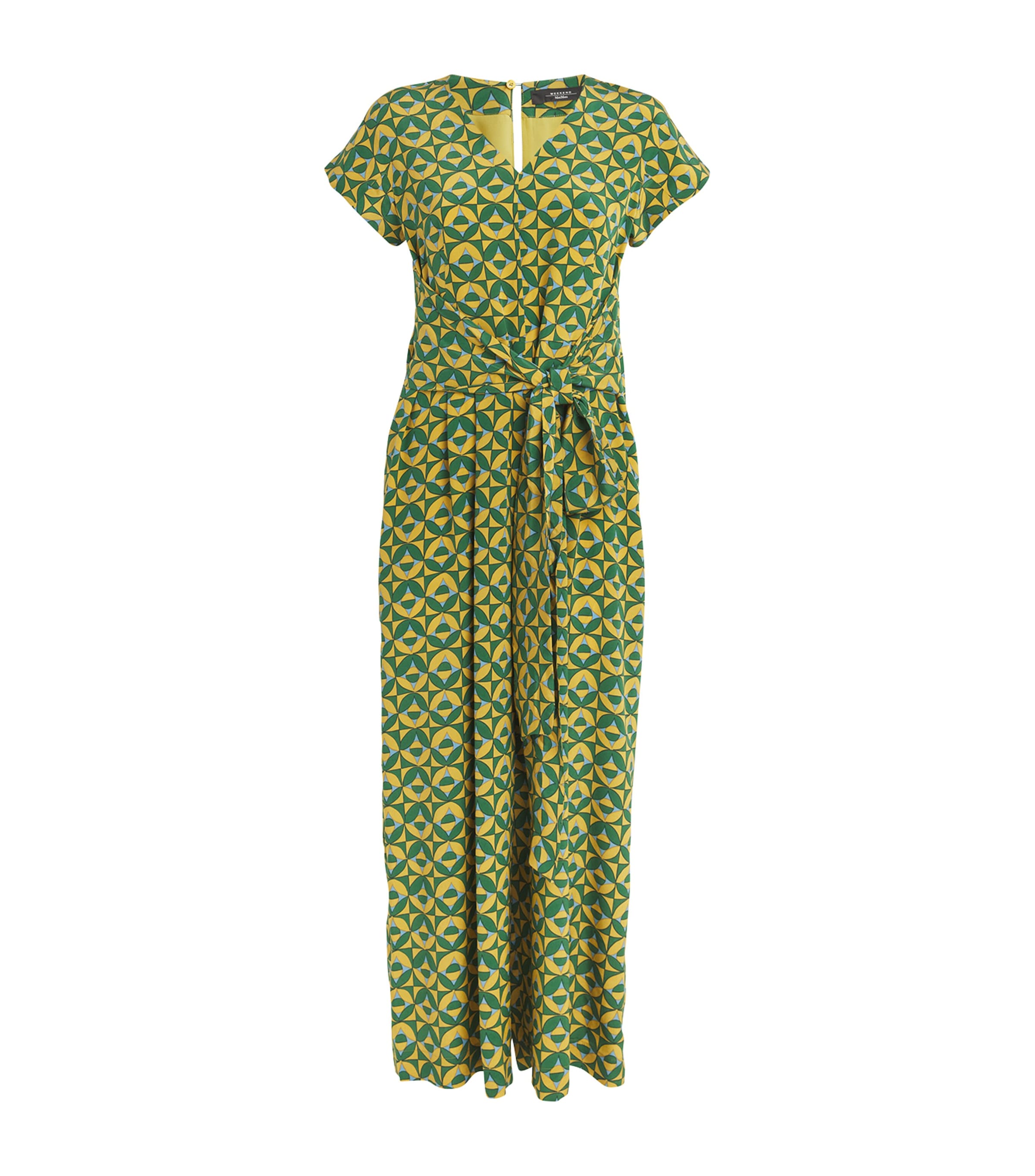 Weekend Max Mara Silk Cropped Jumpsuit In Green