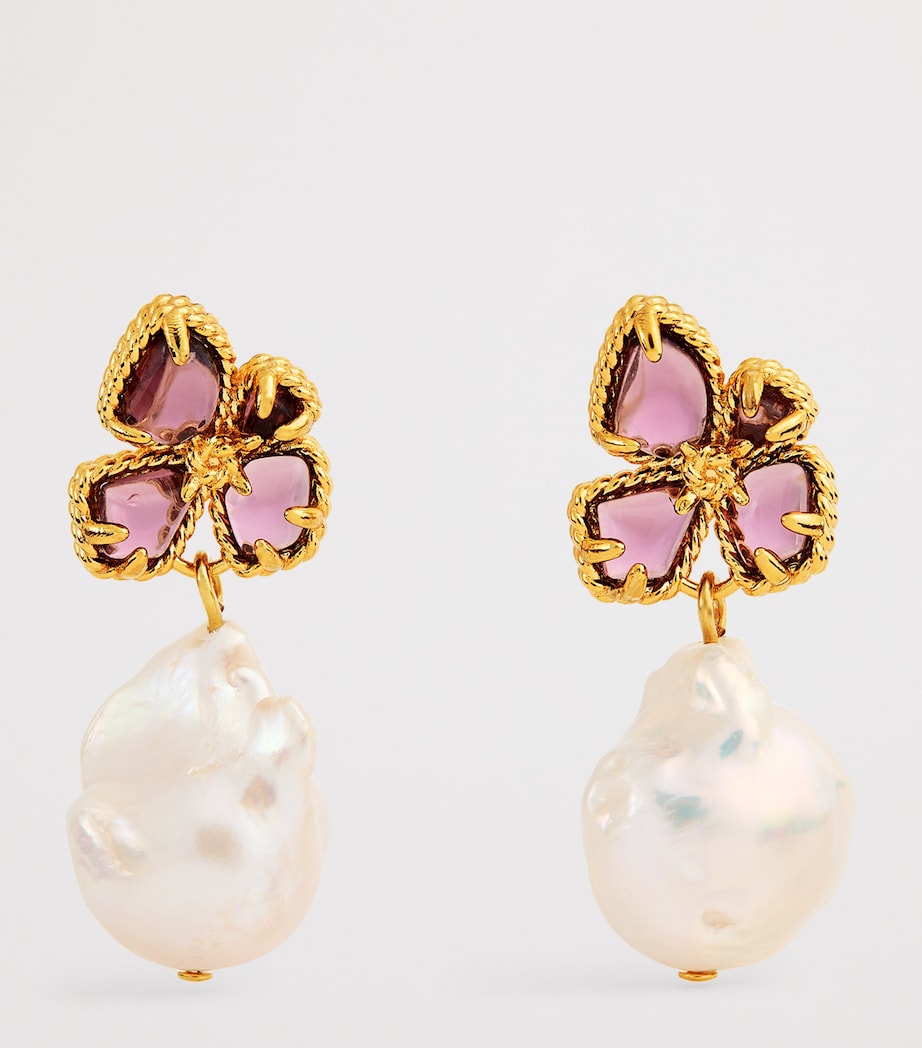 Pearl Bloom Earrings GOLD/BURGUNDYGLDBUR Image 3