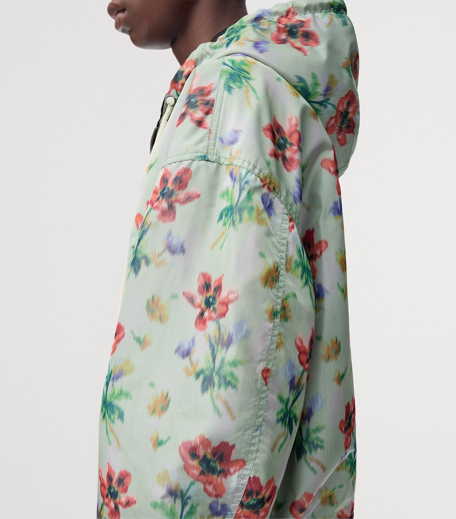 Silk Nylon Reversible Hooded Jacket GREEN/RED Image 6