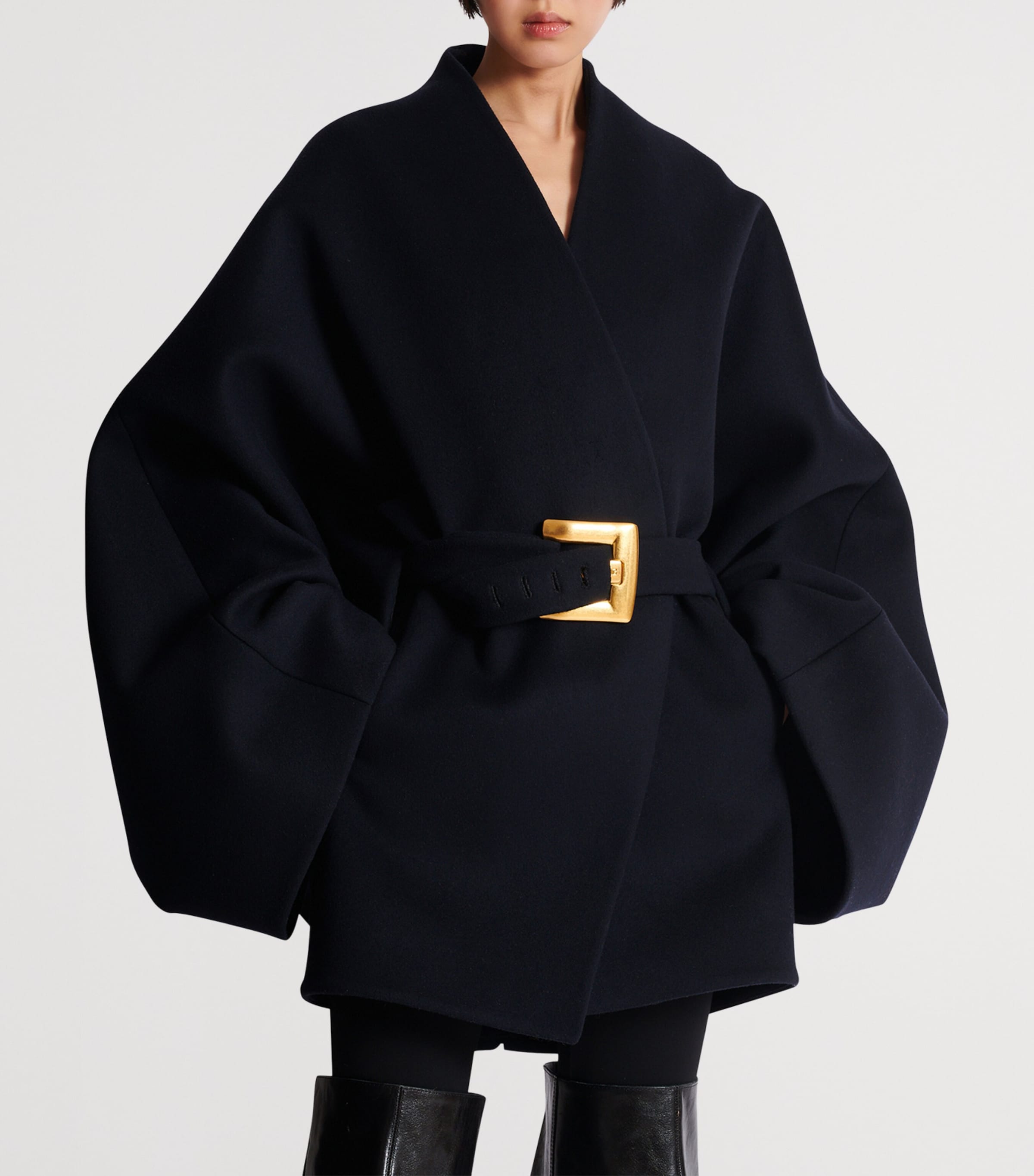 Wool-Blend Oversized Wrap Coat 6UC MARINE Image 5