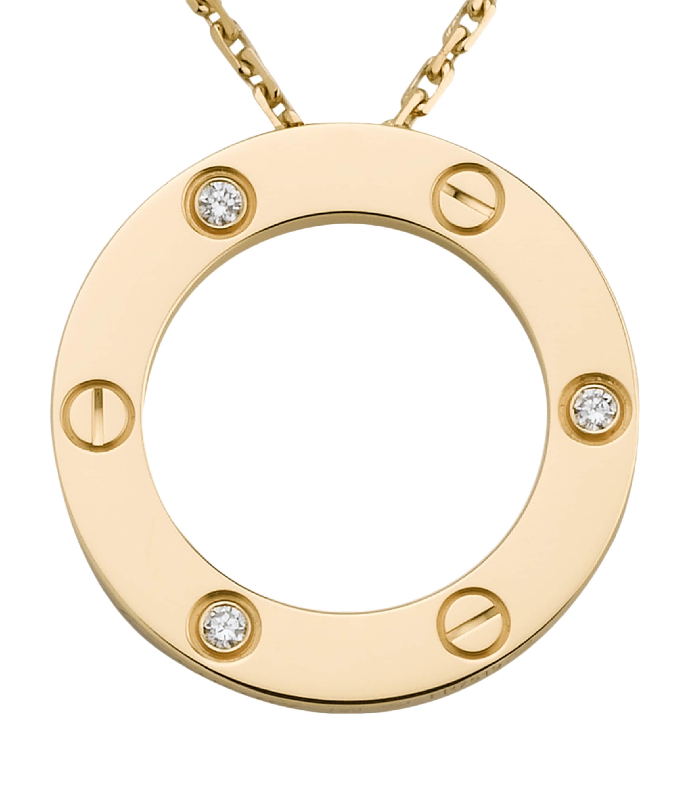 Yellow Gold and Diamond LOVE Necklace YELLOW GOLD Image 5