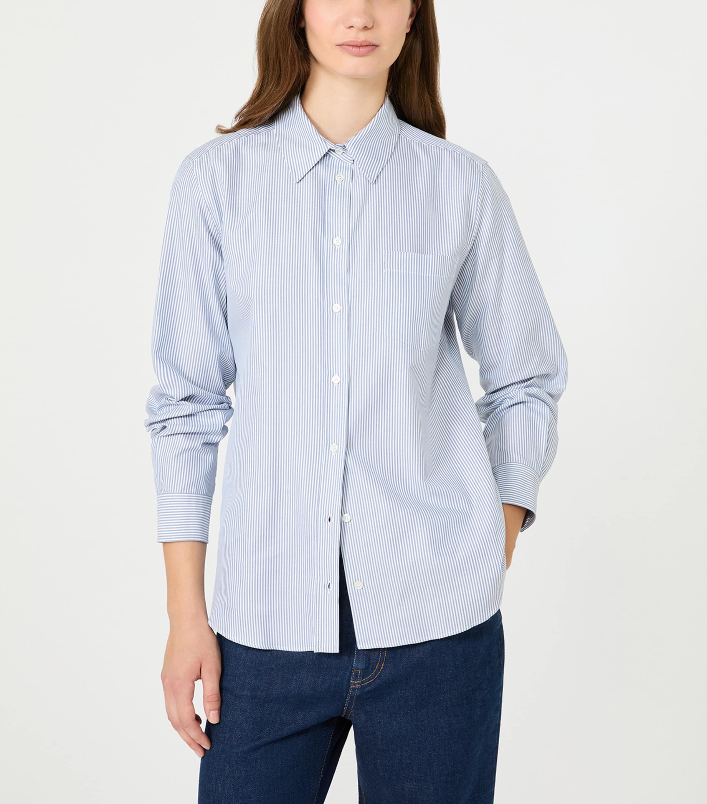 Weekend Max Mara Womens Cotton Striped Shirt Navy Image 5