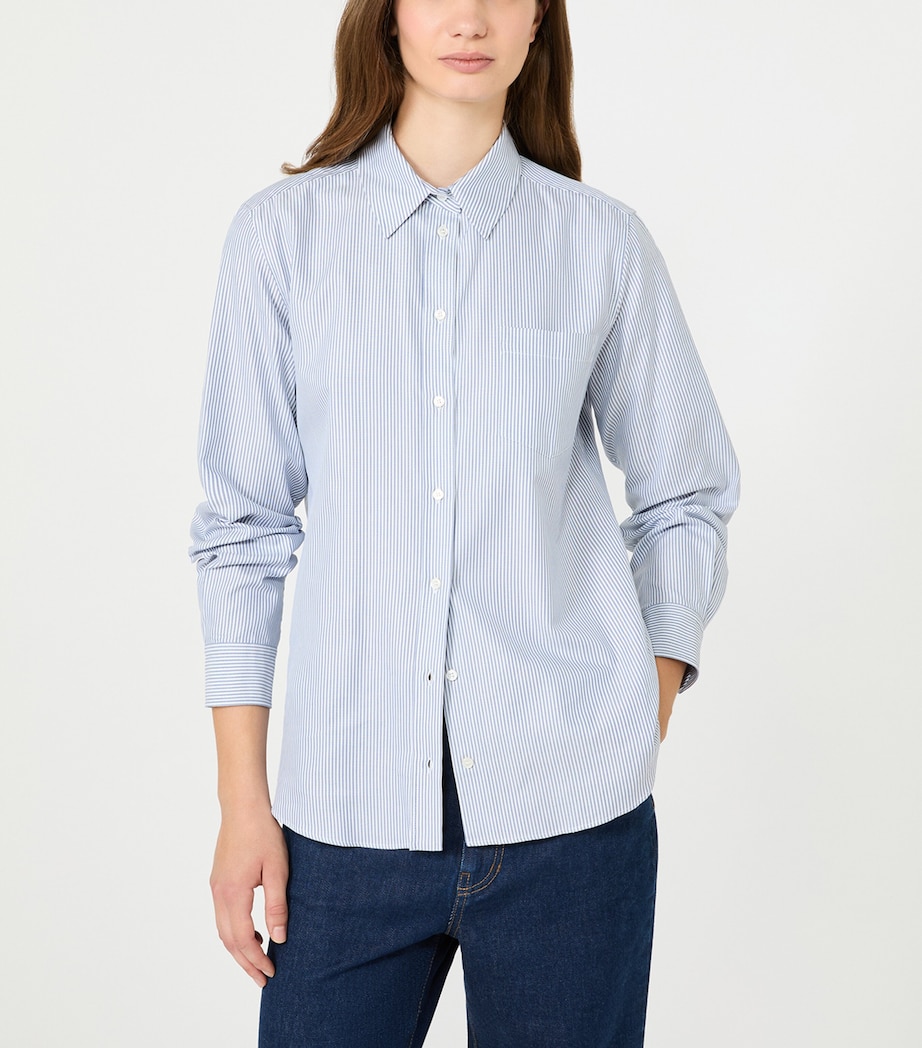 Weekend Max Mara Womens Cotton Striped Shirt Navy Image 5