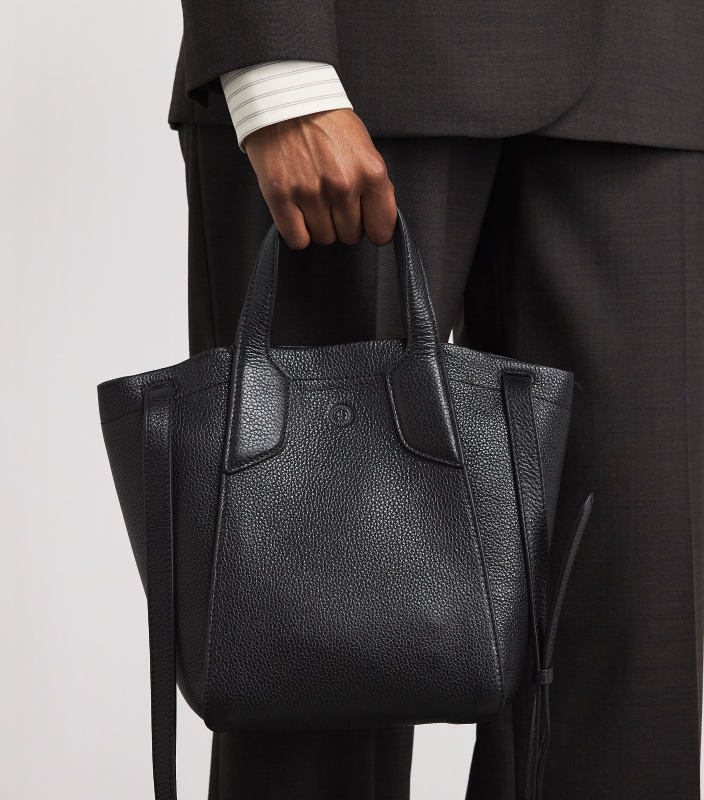 Harrods Small Leather Freya Tote Bag Black Image 2
