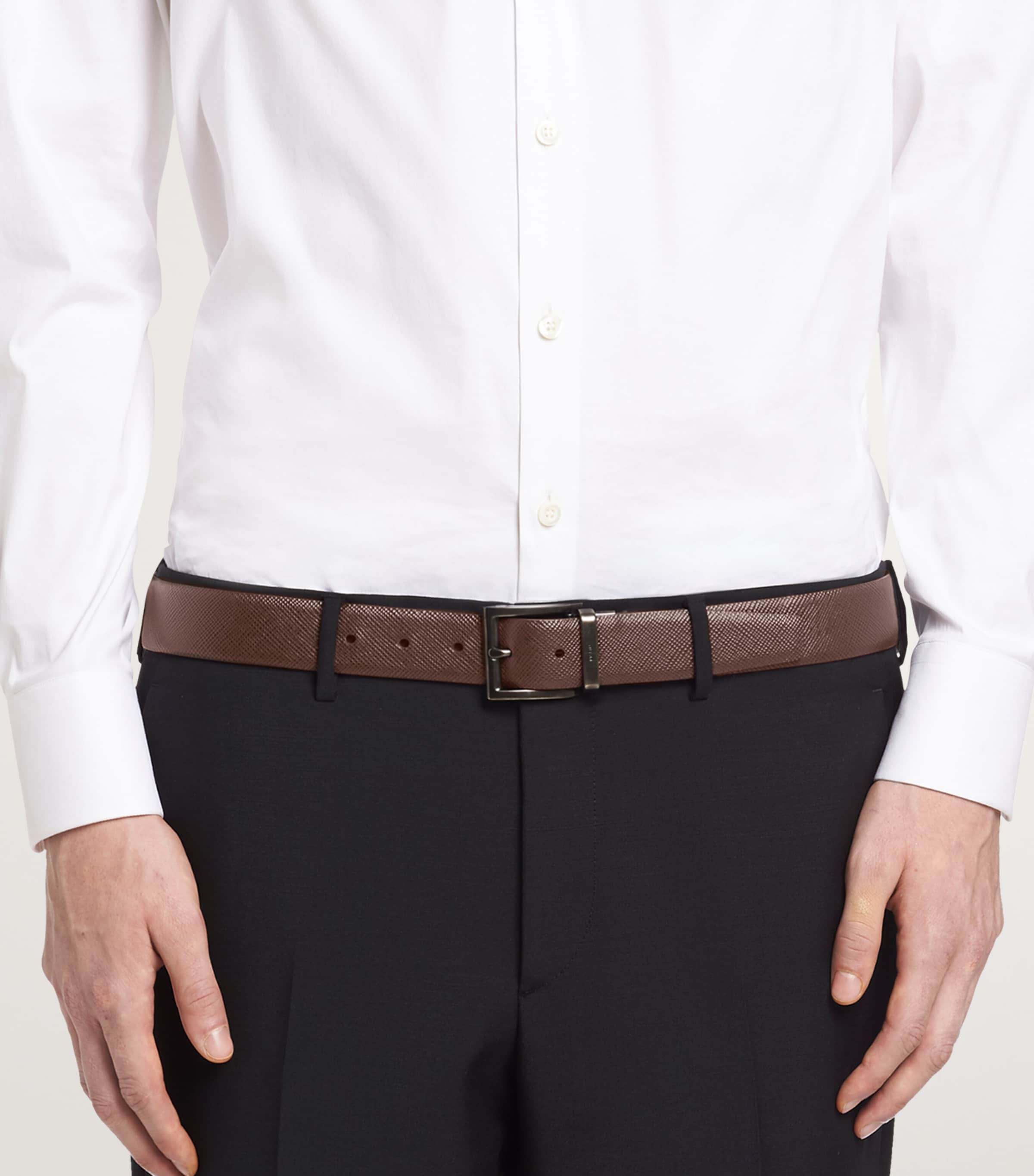 Saffiano Leather Reversible Belt F00XF Image 3