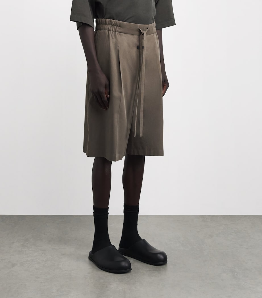 Cotton-Blend Pleated Shorts WILLOW Image 3