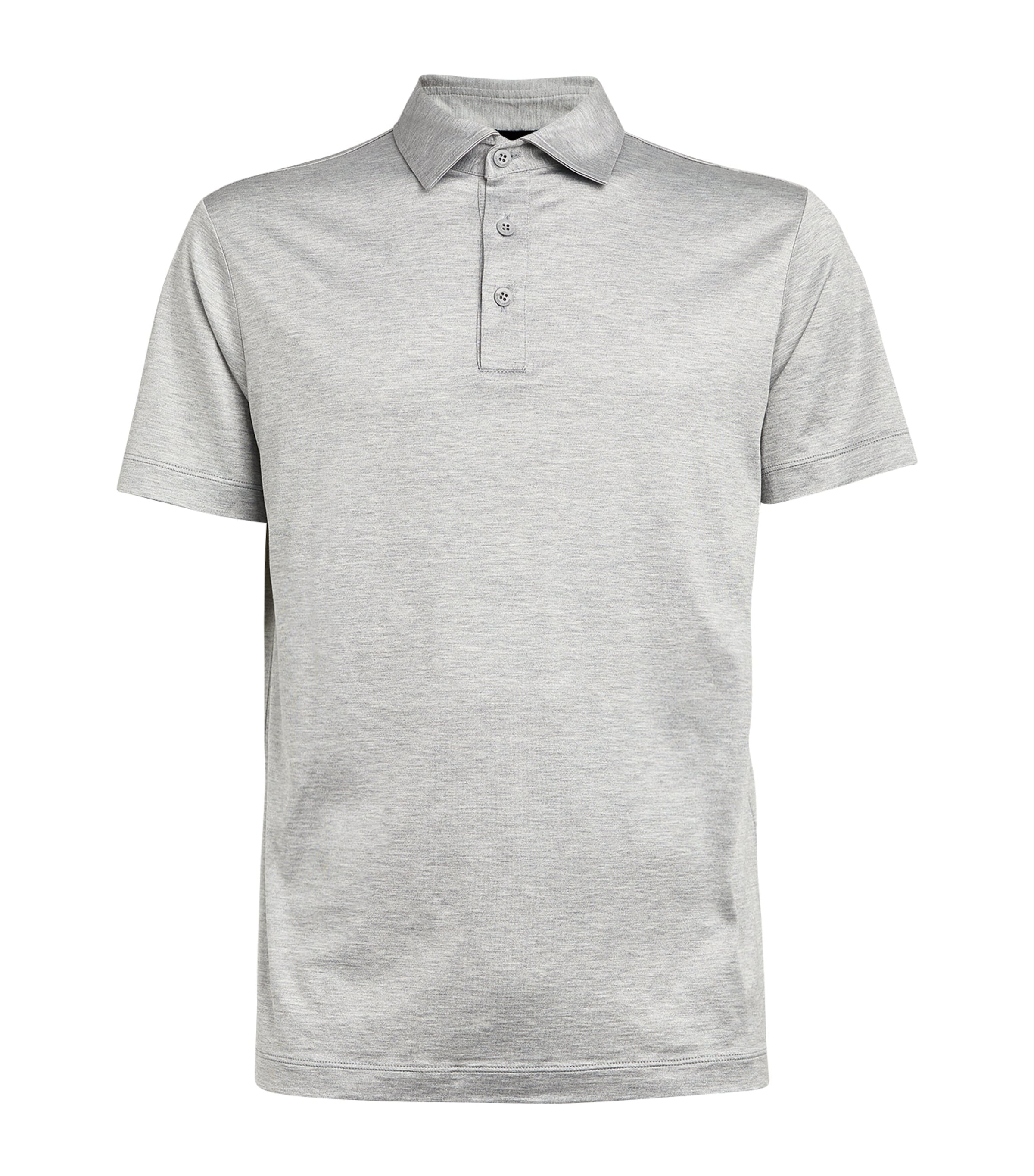 Shop Giorgio Armani Silk-cotton Polo Shirt In Grey