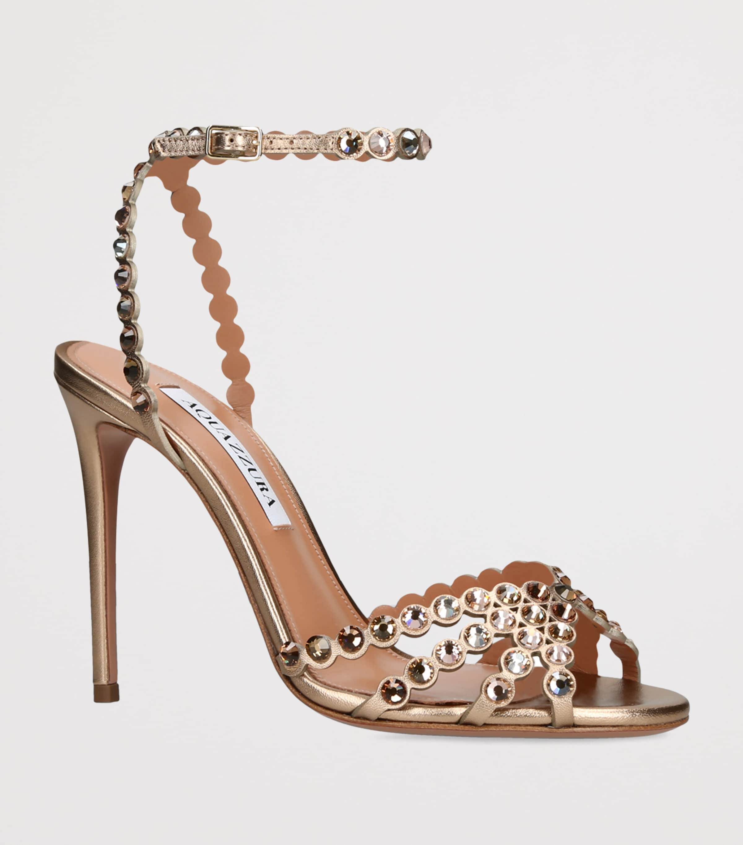 Aquazzura Leather Tequila Sandals 105 Bronze Image 3