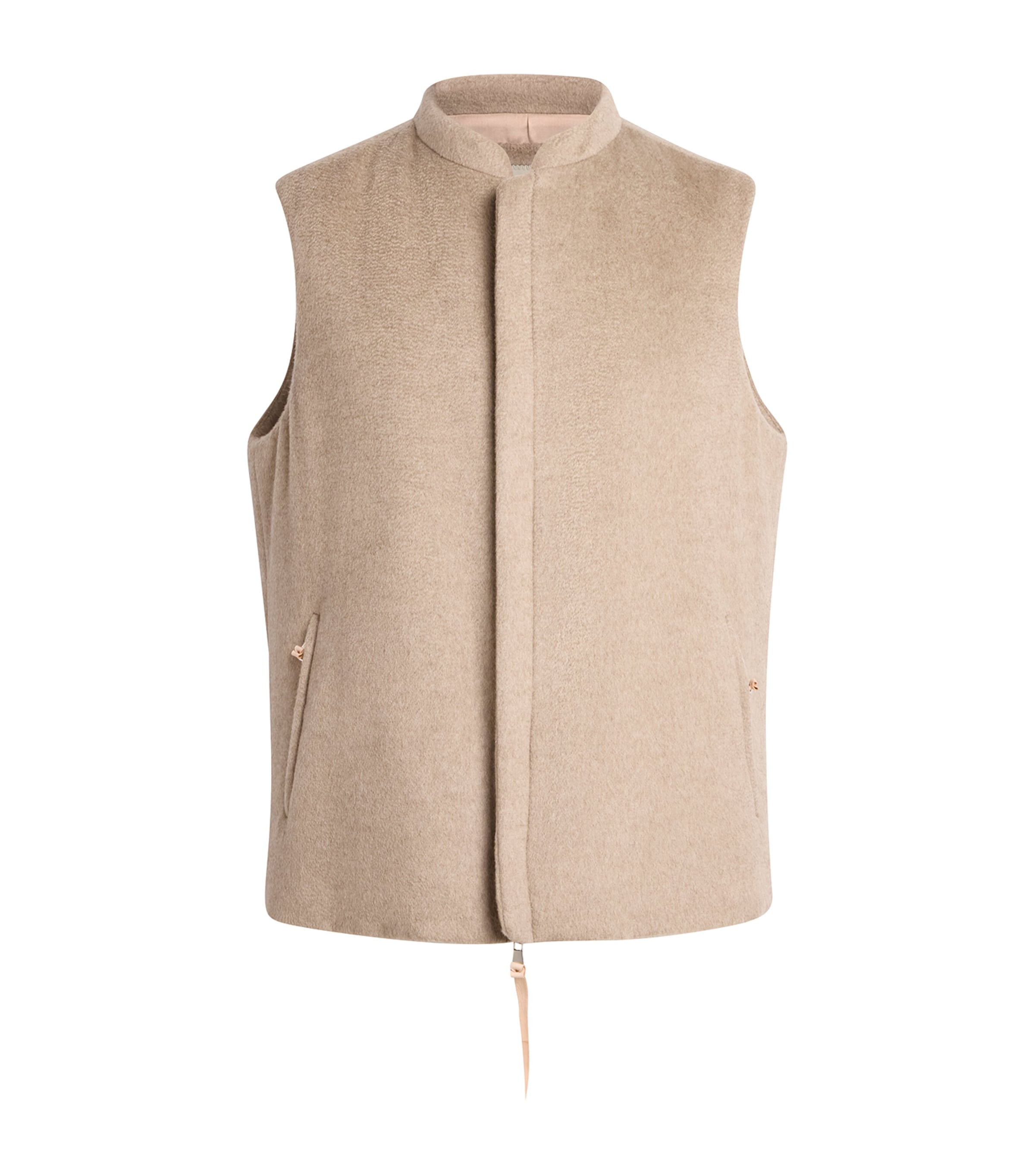 Alan Scott Mens Cashmere-Blend Zibeline Gilet Natural Image 1