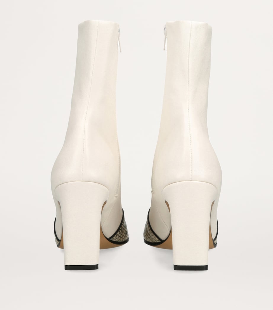 Khaite Leather Nevada Ankle Boots 85 White/comb Image 2