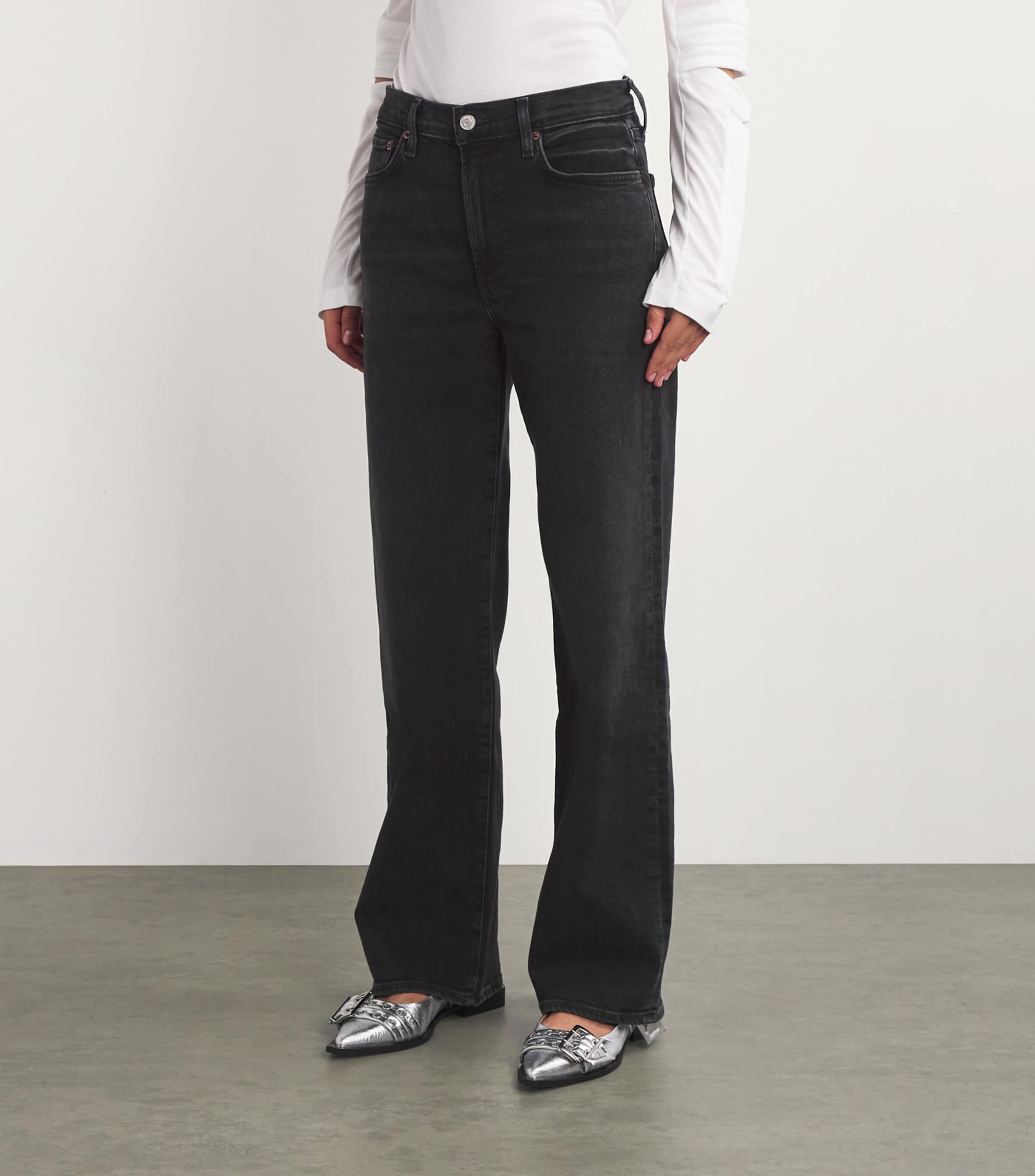 AGOLDE Womens Harper Mid-Rise Straight Jeans Hush Image 3