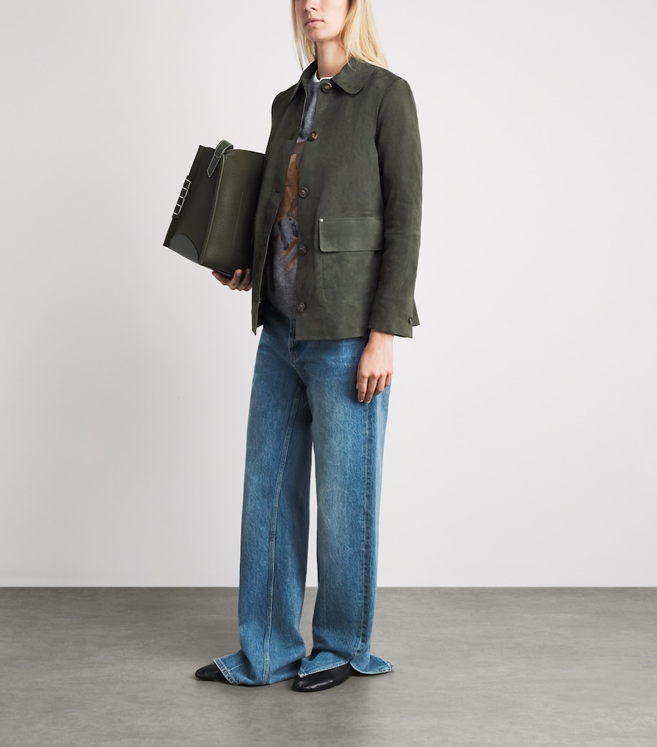 Vince Womens Suede Barn Jacket Dk Thyme Image 2