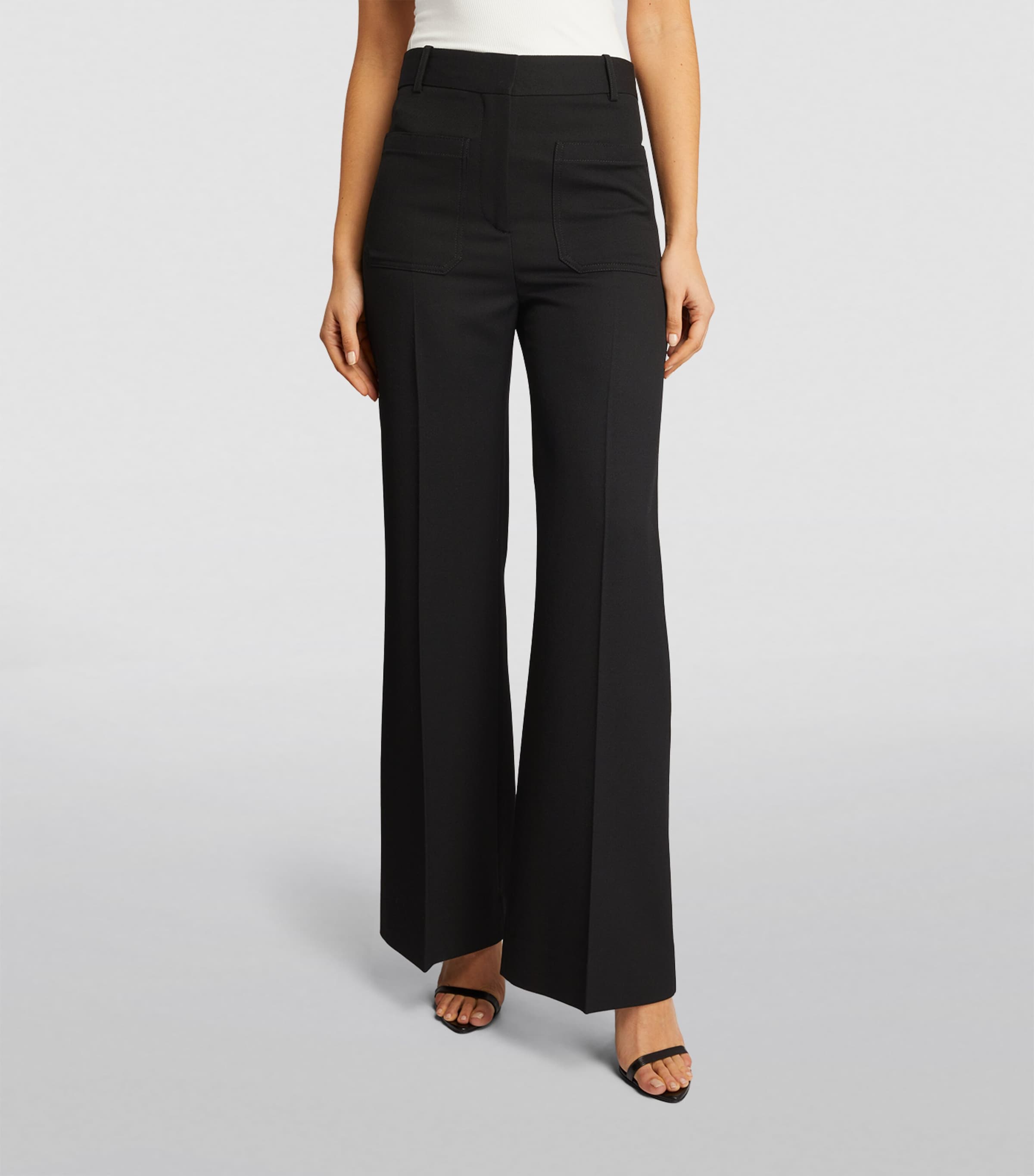パンツ Victoria Beckham FW25 'Alina' pants (1125LTR006243A BLACK) Alina High Waisted Trouser In Soft Black Leather | Designer