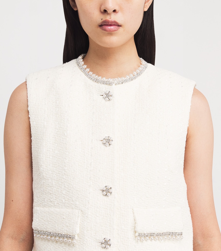 Tweed Jewel-Embellished Waistcoat ECRU Image 6