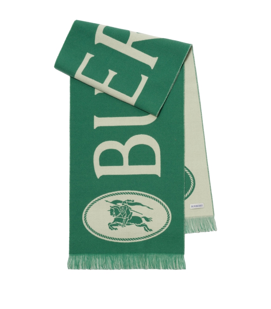 Burberry Wool Logo Scarf Tennis Green Image 1
