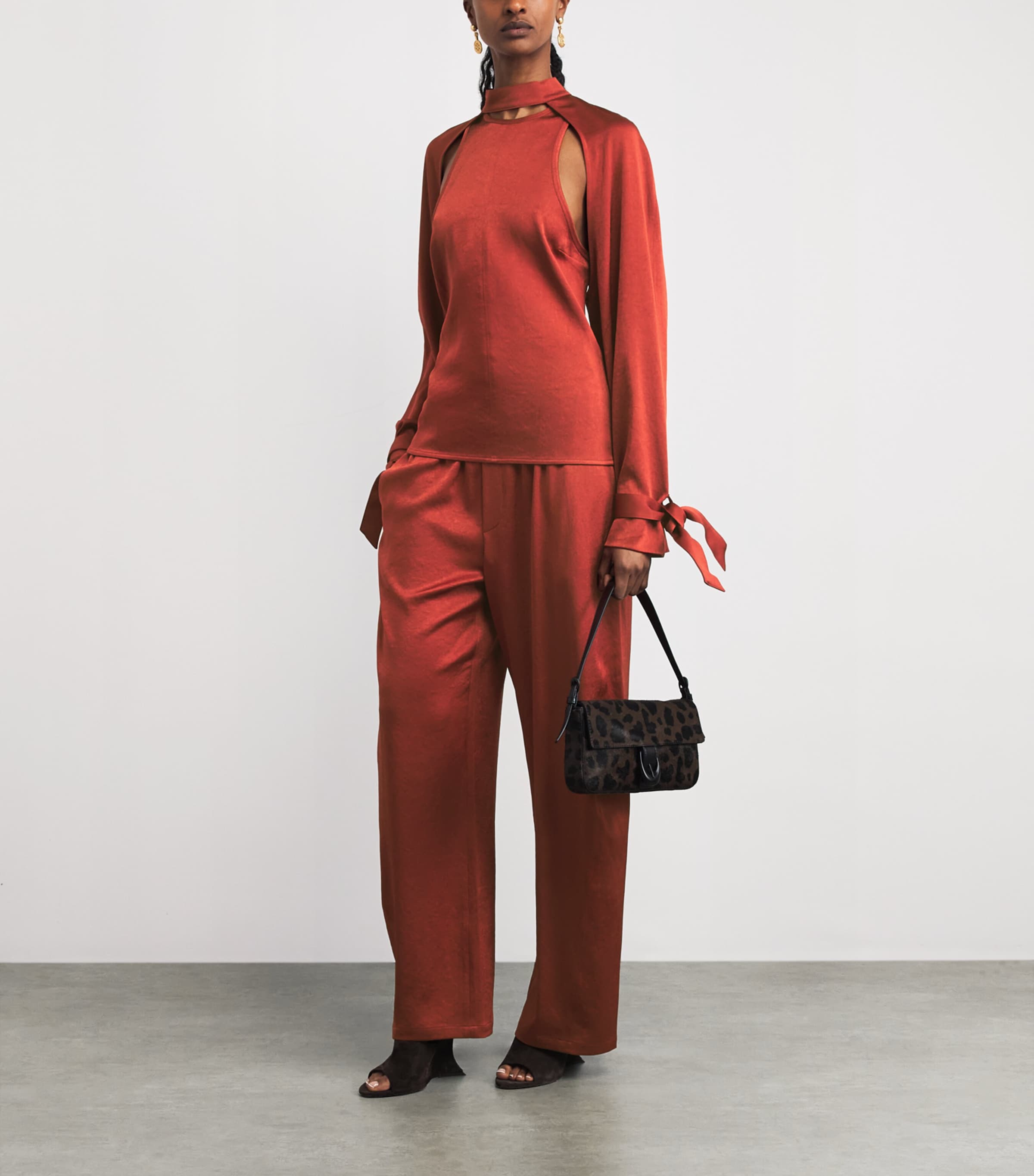 Nanushka Womens Satin Zolea Wide-Leg Trousers Rouge Image 2